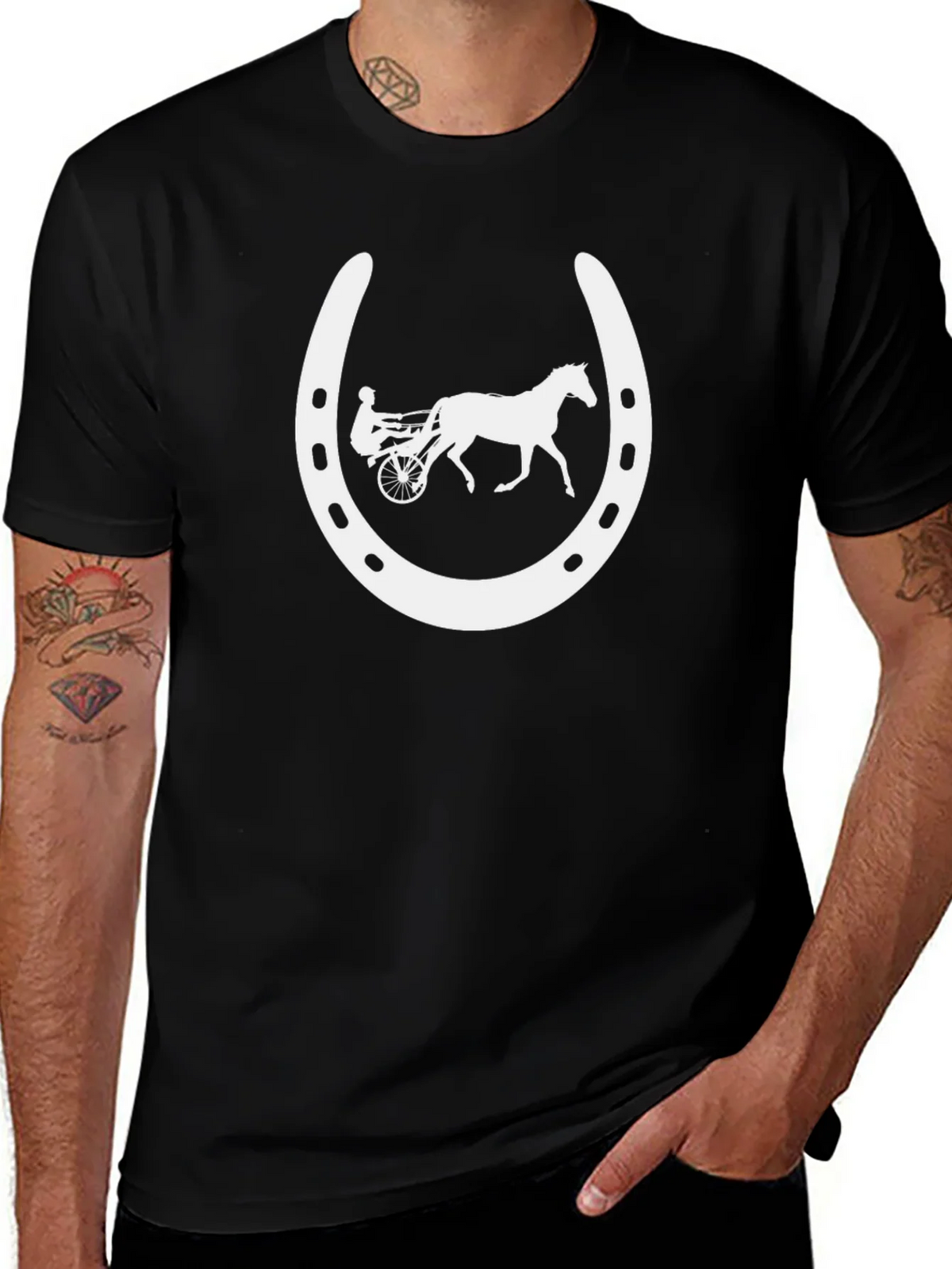 Horse Racing Horseshoe Black T-Shirt product image 1