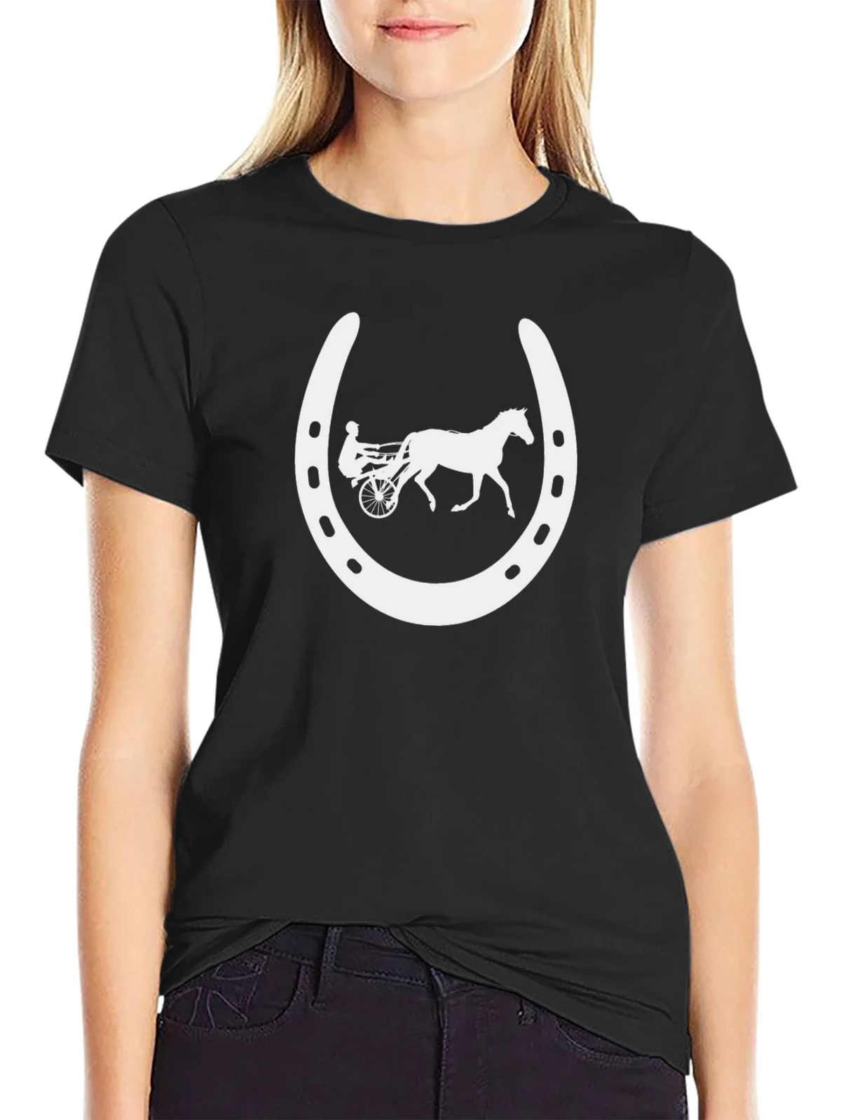 Horse Racing Horseshoe Black T-Shirt product image 5
