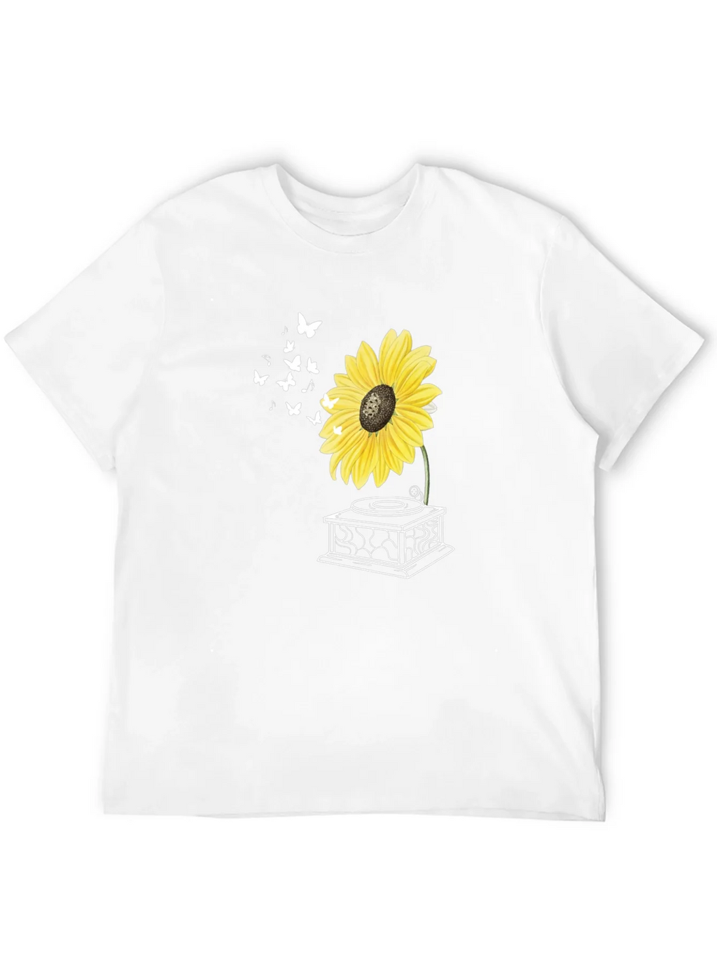 Sunflower Gramophone T-Shirt - Unique Floral Design product image 3