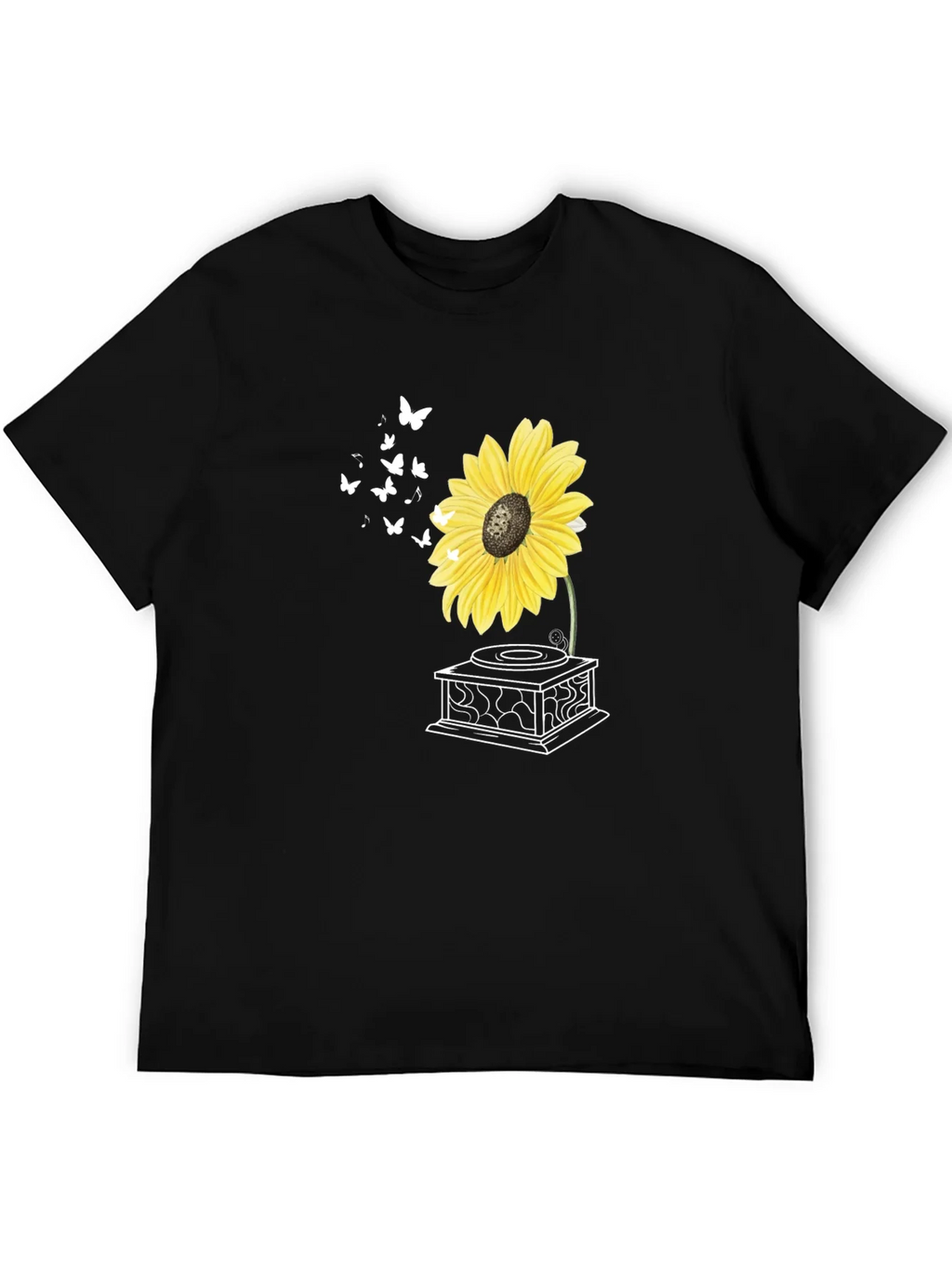 Sunflower Gramophone T-Shirt - Unique Floral Design product image 8
