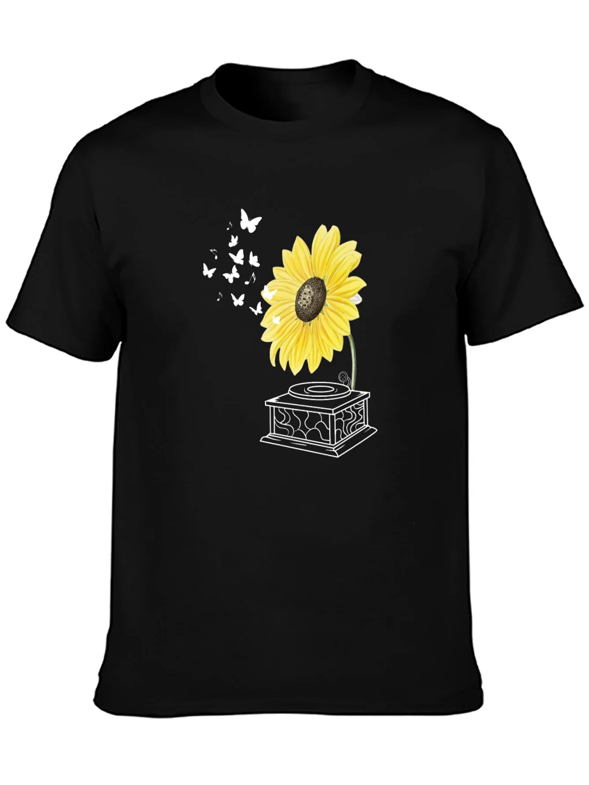 Sunflower Gramophone T-Shirt - Unique Floral Design product image 6