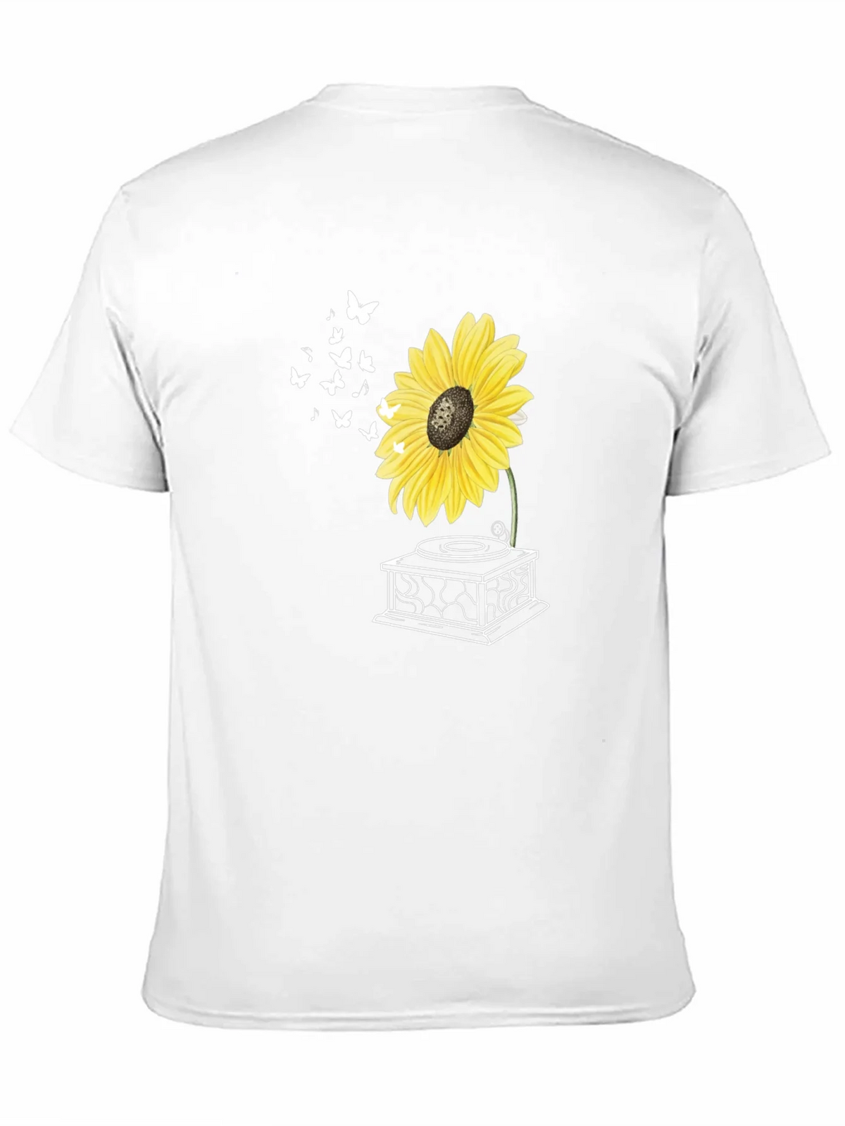 Sunflower Gramophone T-Shirt - Unique Floral Design product image 2