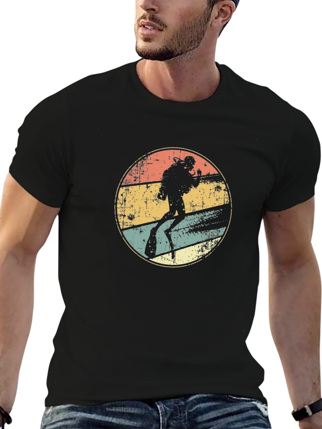 Diver Silhouette Retro Graphic T-Shirt product image 9