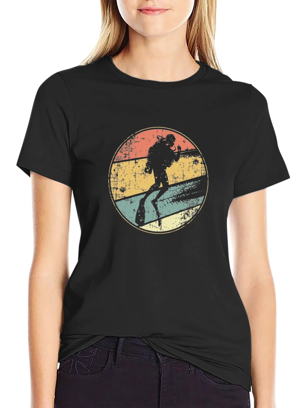 Diver Silhouette Retro Graphic T-Shirt product image 5