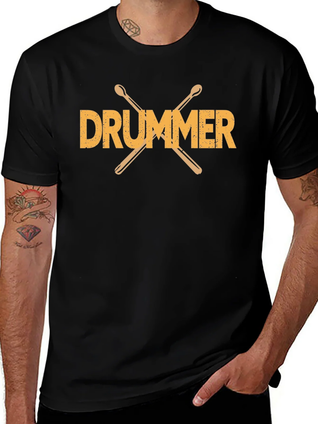 Drummer T-Shirt - Crossed Drumsticks Graphic Tee product image 1