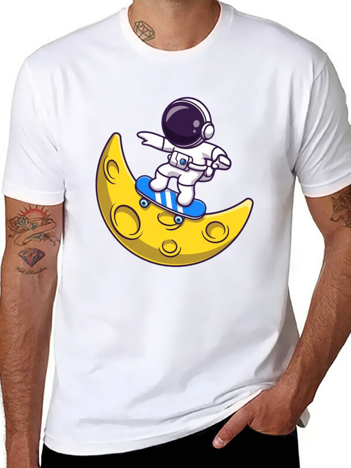 Astronaut Skateboard Moon Graphic T-Shirt product image 10