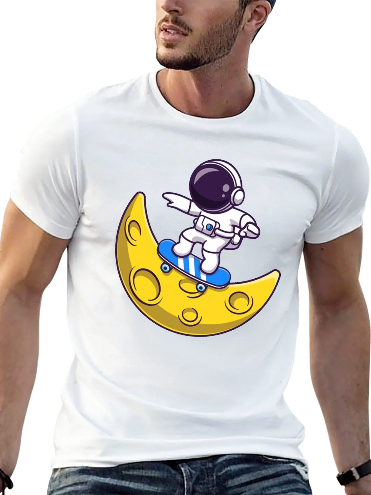 Astronaut Skateboard Moon Graphic T-Shirt product image 4