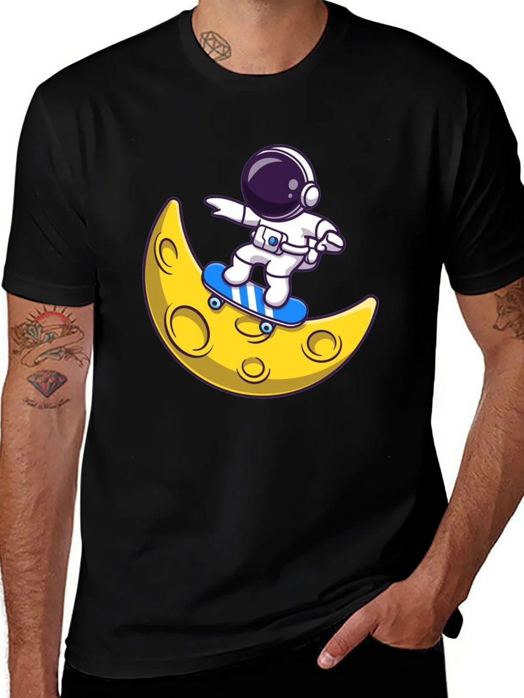 Astronaut Skateboard Moon Graphic T-Shirt product image 1