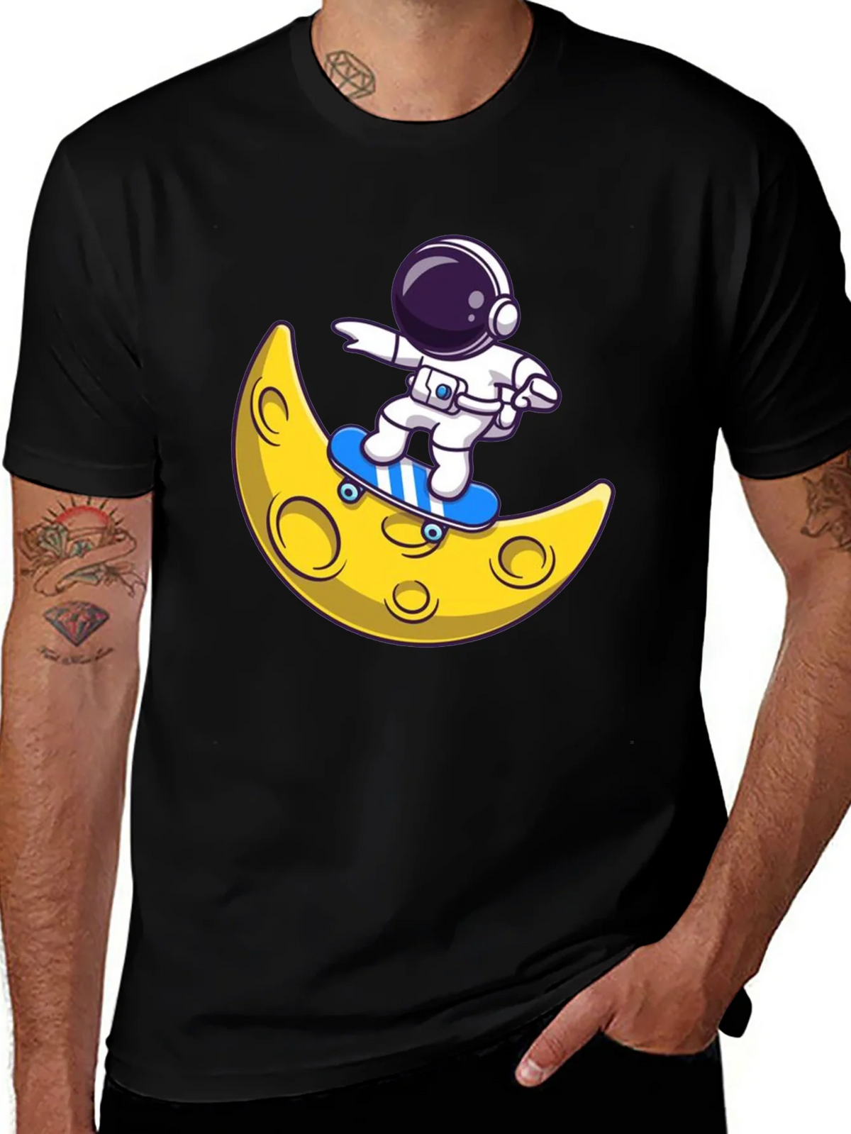 Astronaut Skateboard Moon Graphic T-Shirt product image 1