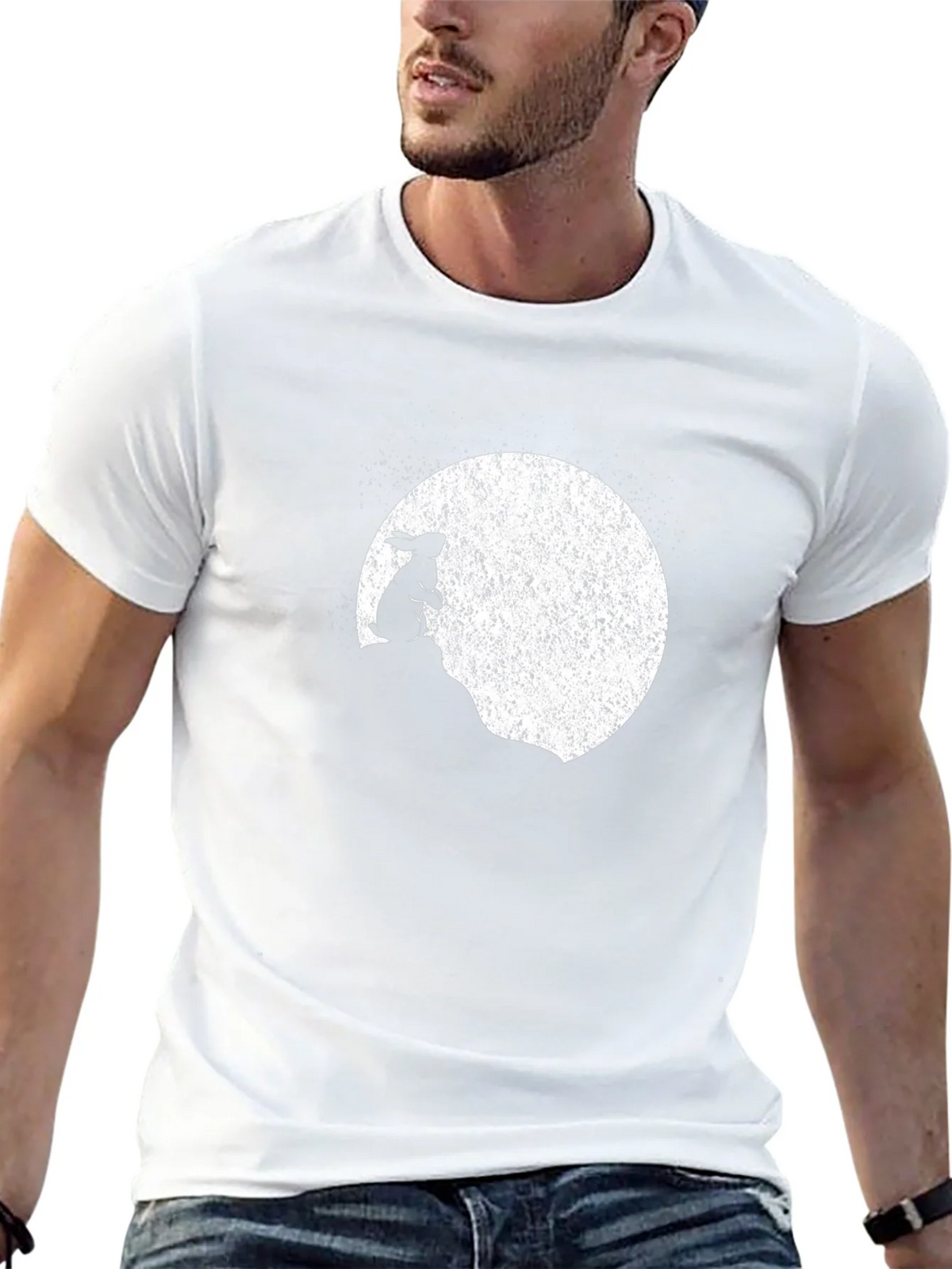 Rabbit Moon Mens Black Graphic T-Shirt product image 4