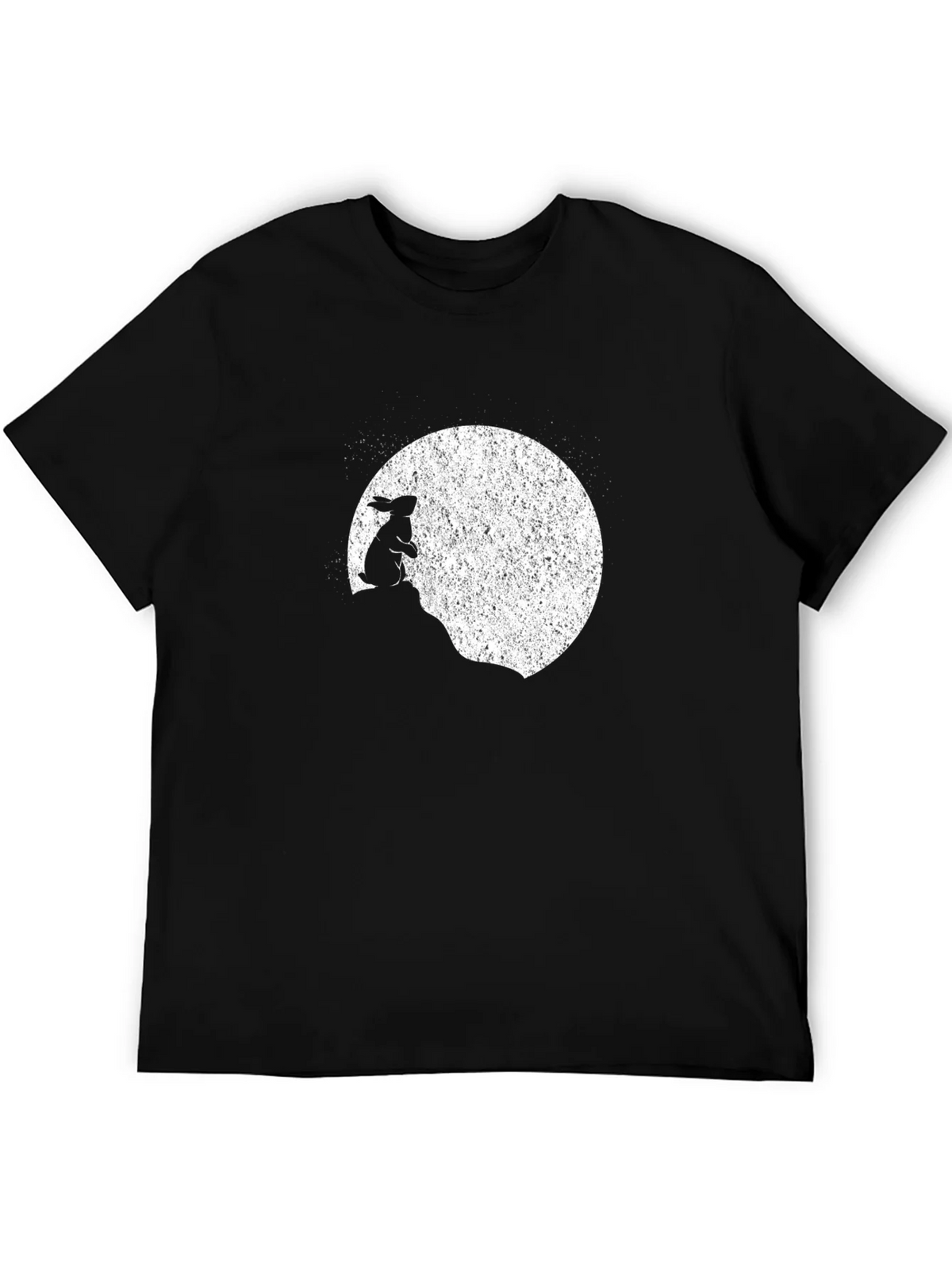 Rabbit Moon Mens Black Graphic T-Shirt product image 5