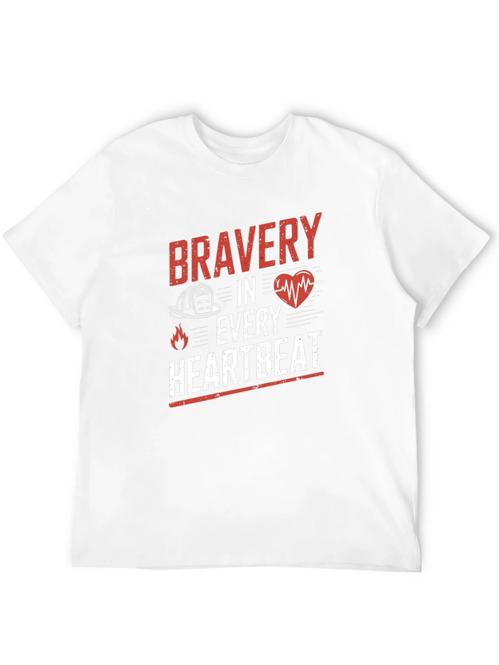Bravery in Every Heartbeat Firefighter Graphic Tee product image 3