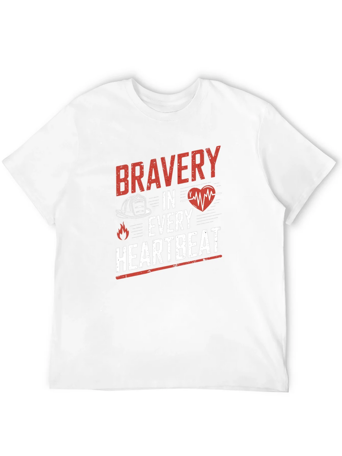 Bravery in Every Heartbeat Firefighter Graphic Tee product image 3
