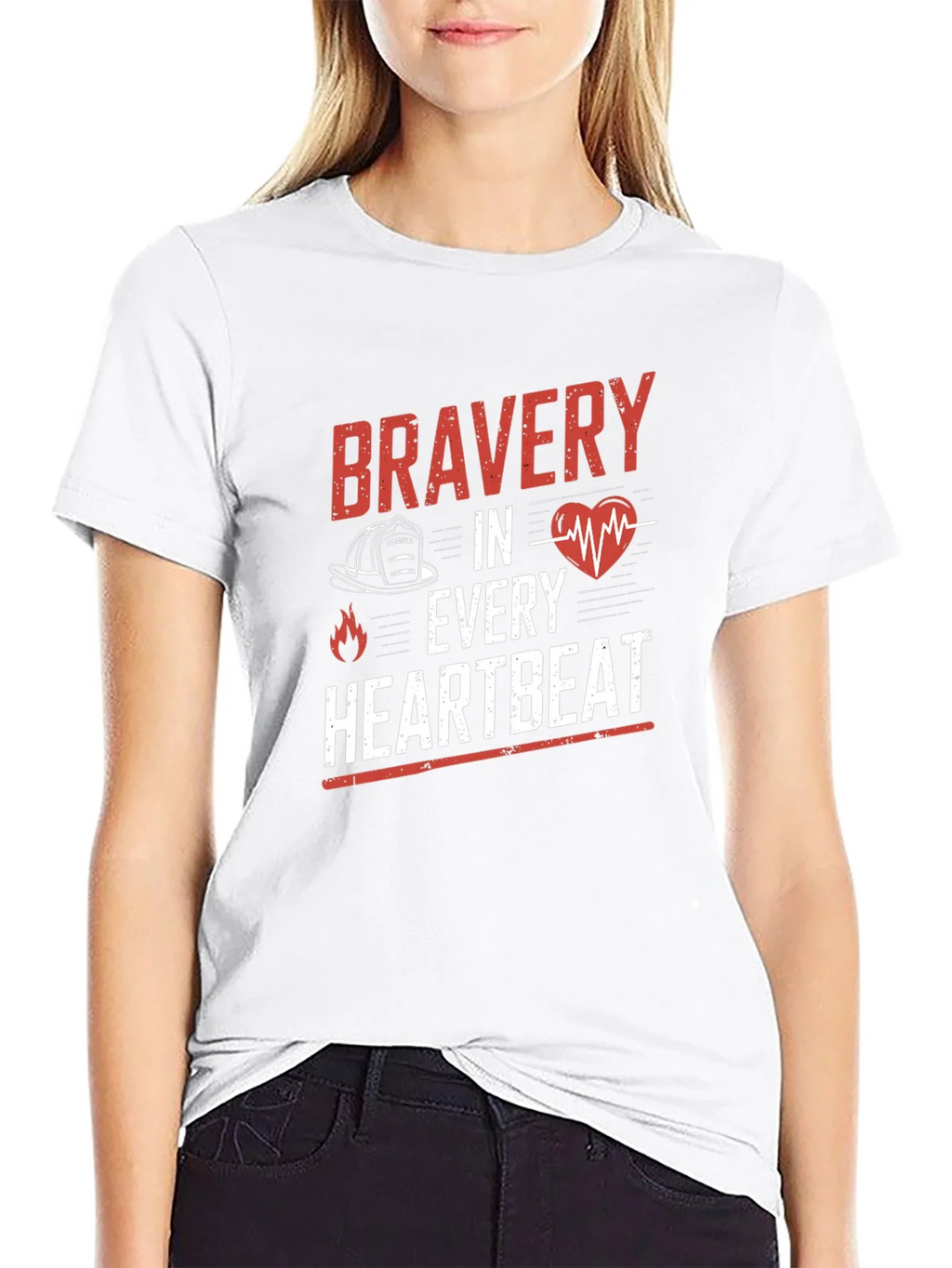 Bravery in Every Heartbeat Firefighter Graphic Tee product image 11