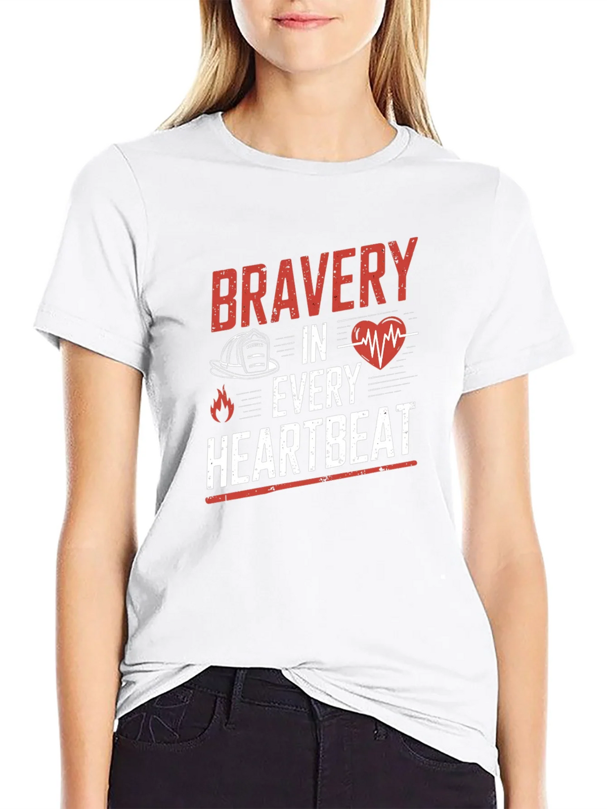 Bravery in Every Heartbeat Firefighter Graphic Tee product image 11