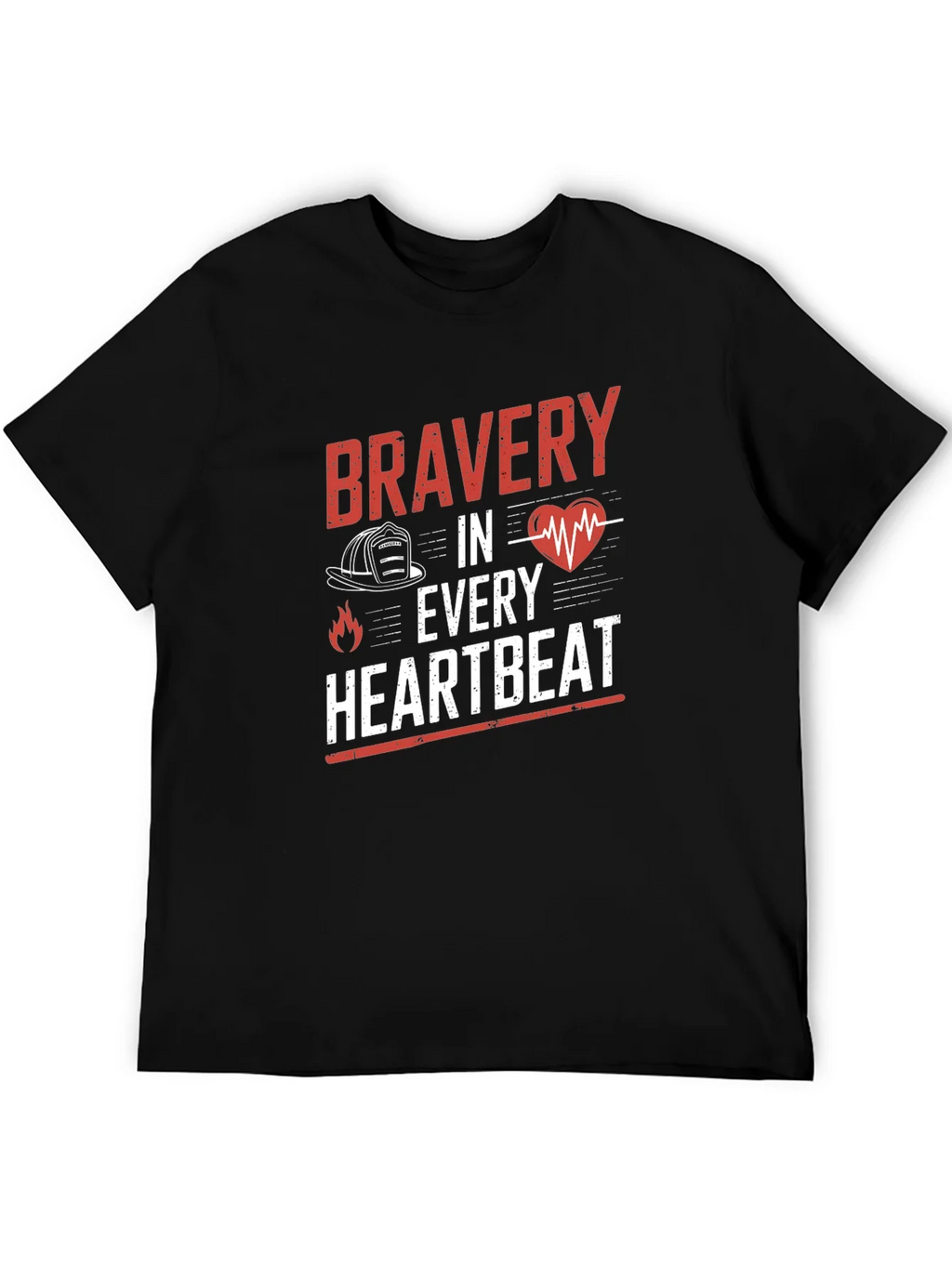 Bravery in Every Heartbeat Firefighter Graphic Tee product image 8