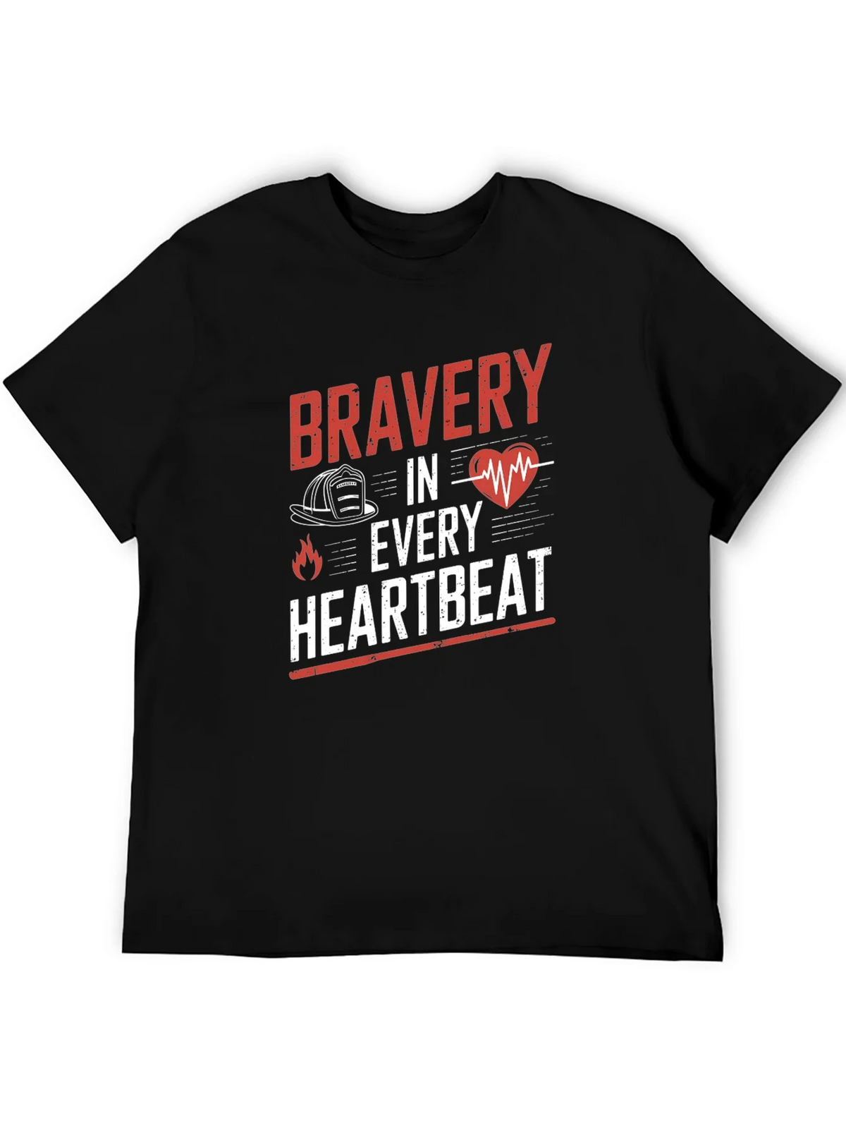 Bravery in Every Heartbeat Firefighter Graphic Tee product image 8