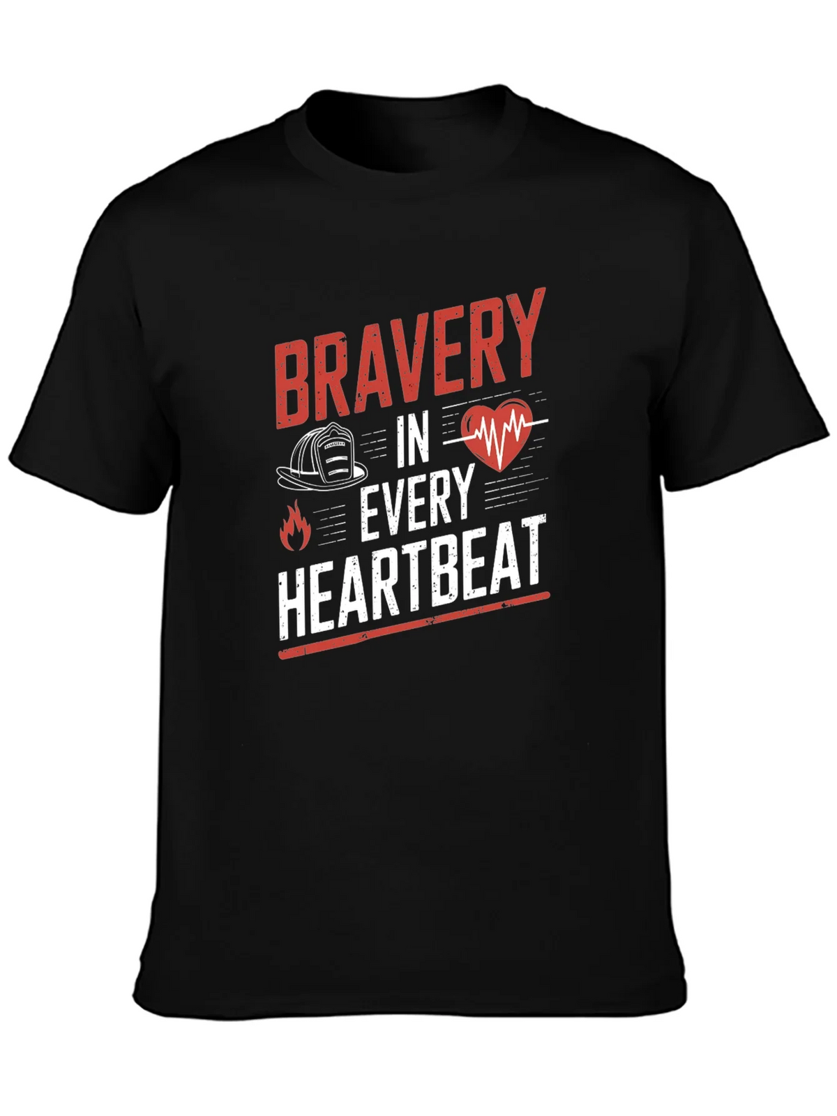 Bravery in Every Heartbeat Firefighter Graphic Tee product image 6