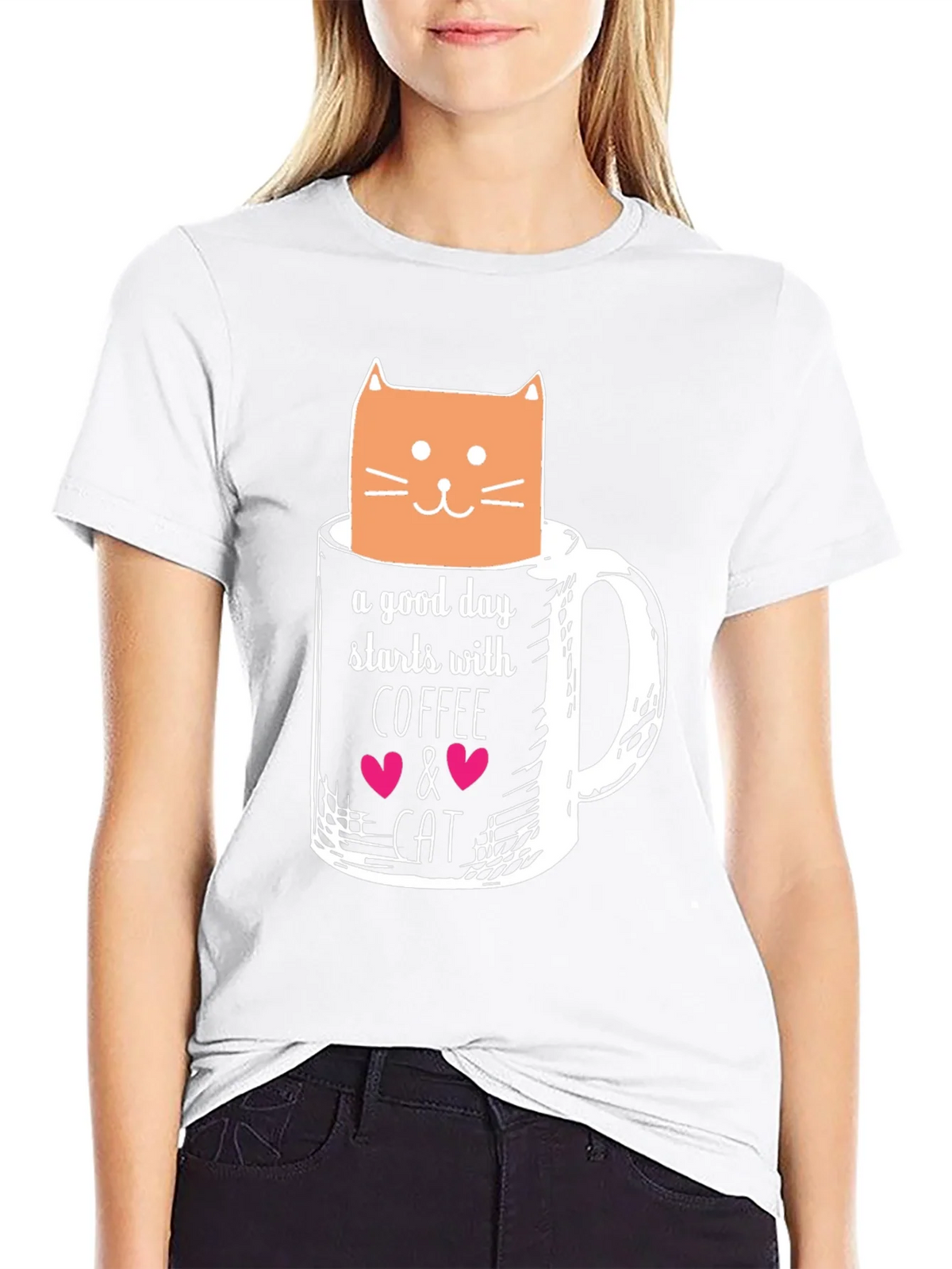 Coffee and Cat Graphic T-Shirt product image 11