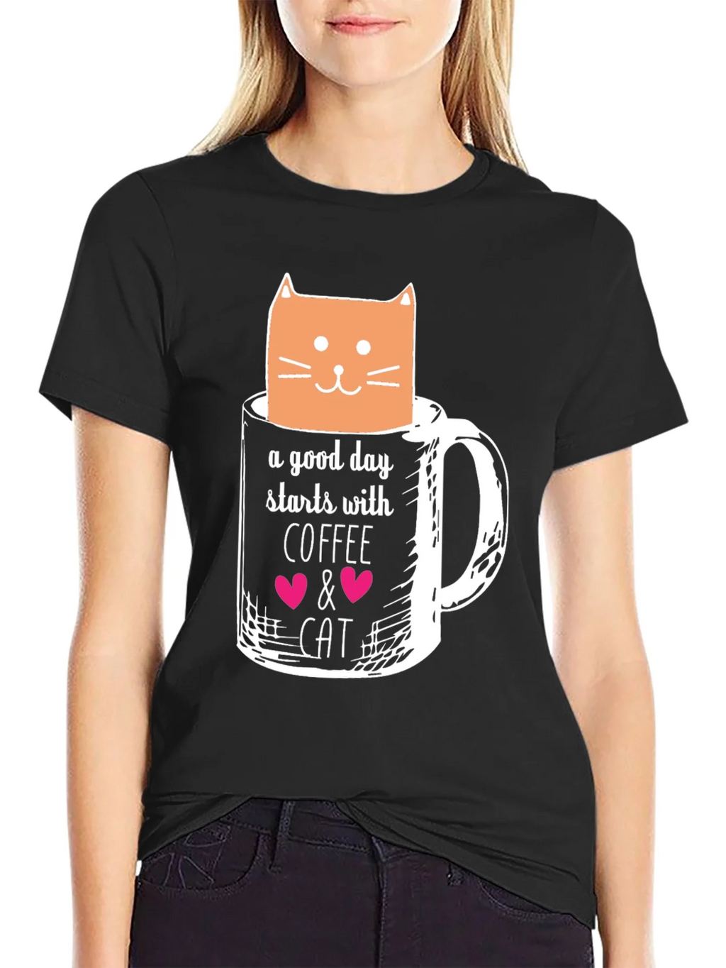 Coffee and Cat Graphic T-Shirt product image 5