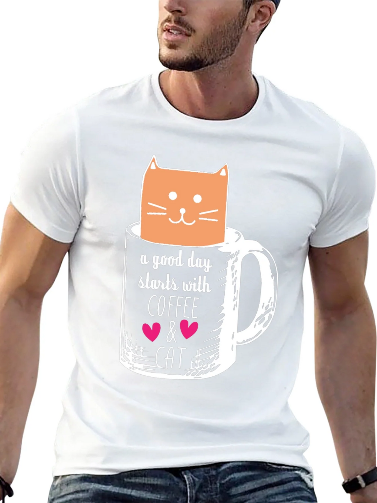 Coffee and Cat Graphic T-Shirt product image 4