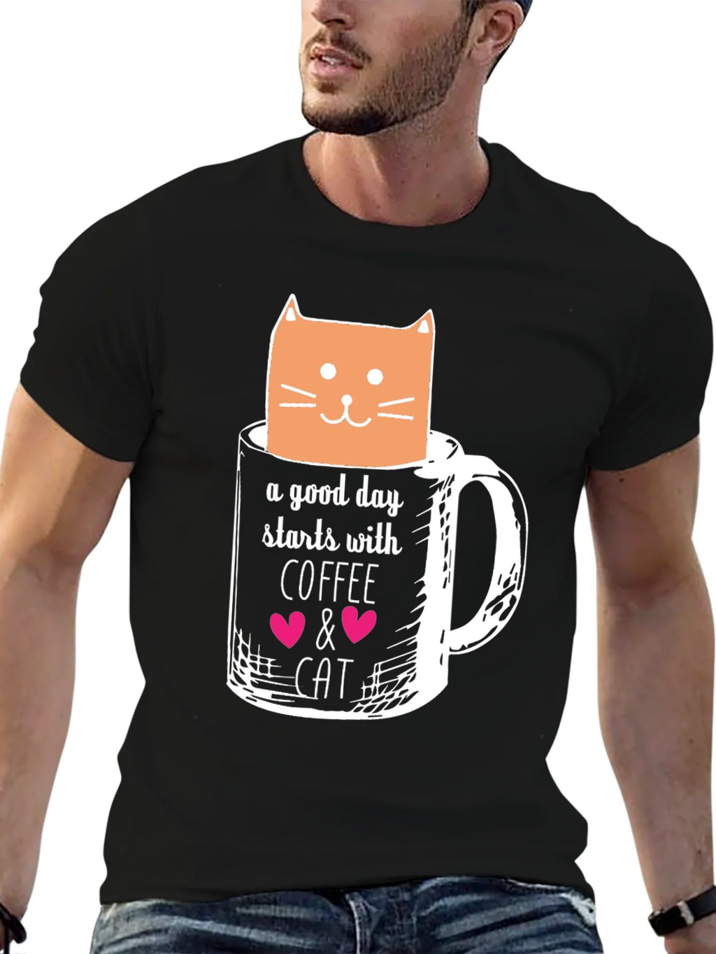 Coffee and Cat Graphic T-Shirt product image 9