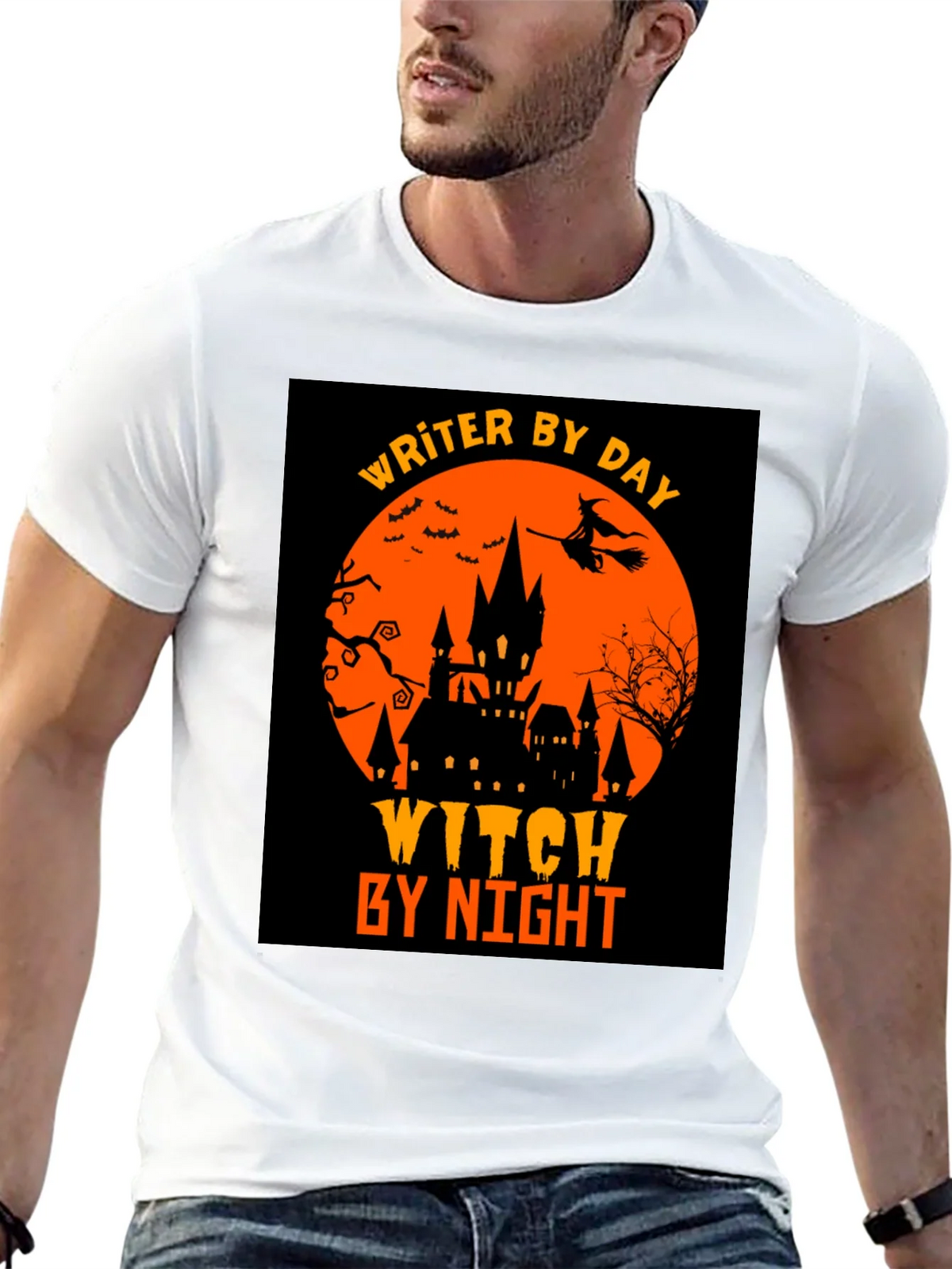 Writer By Day Witch By Night Halloween T-Shirt product image 4