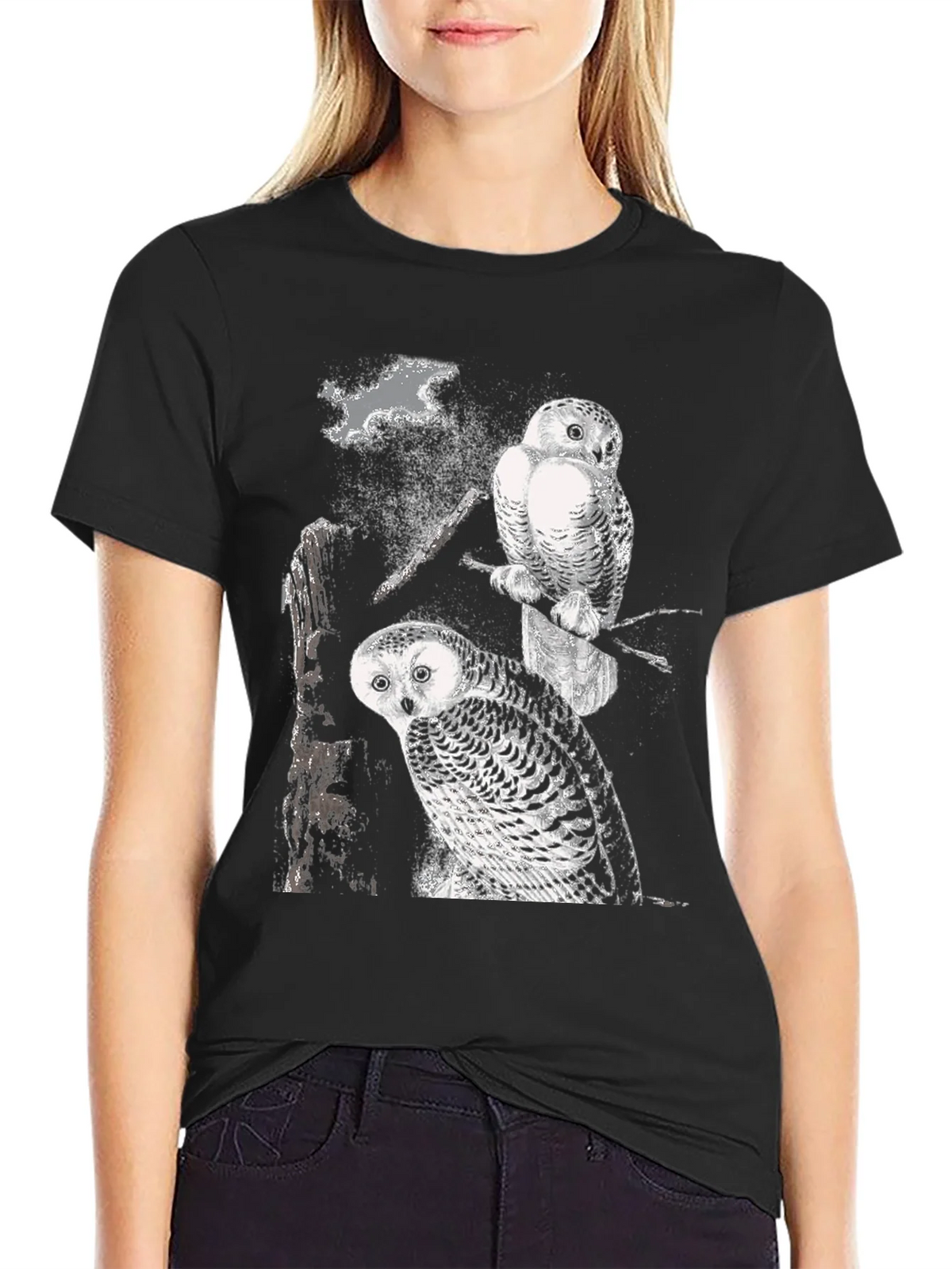 Two Owls Black T-Shirt | Nature Lovers product image 5