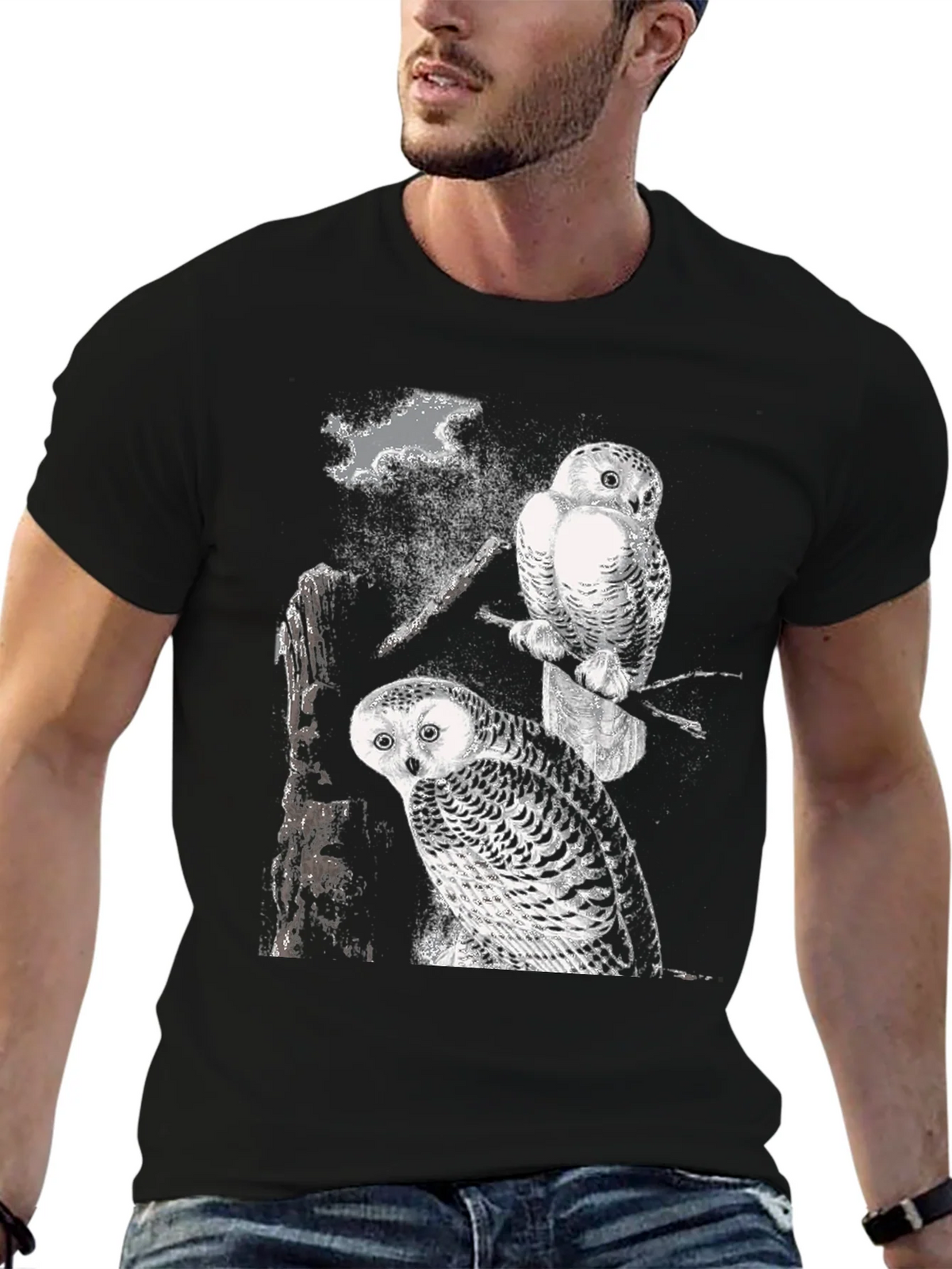 Two Owls Black T-Shirt | Nature Lovers product image 9