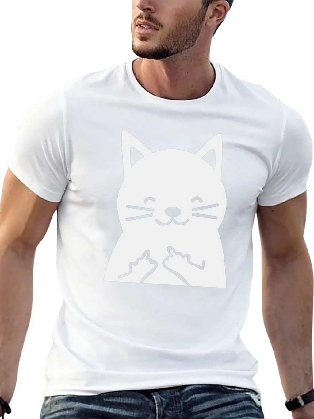 Funny Cat Middle Finger Graphic T-Shirt product image 4