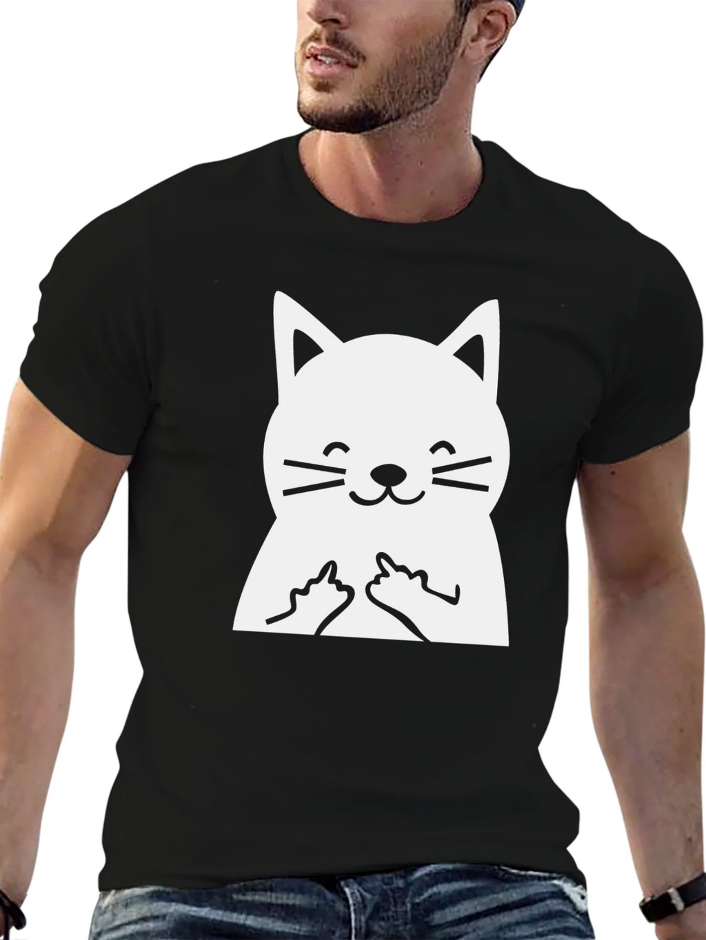 Funny Cat Middle Finger Graphic T-Shirt product image 9