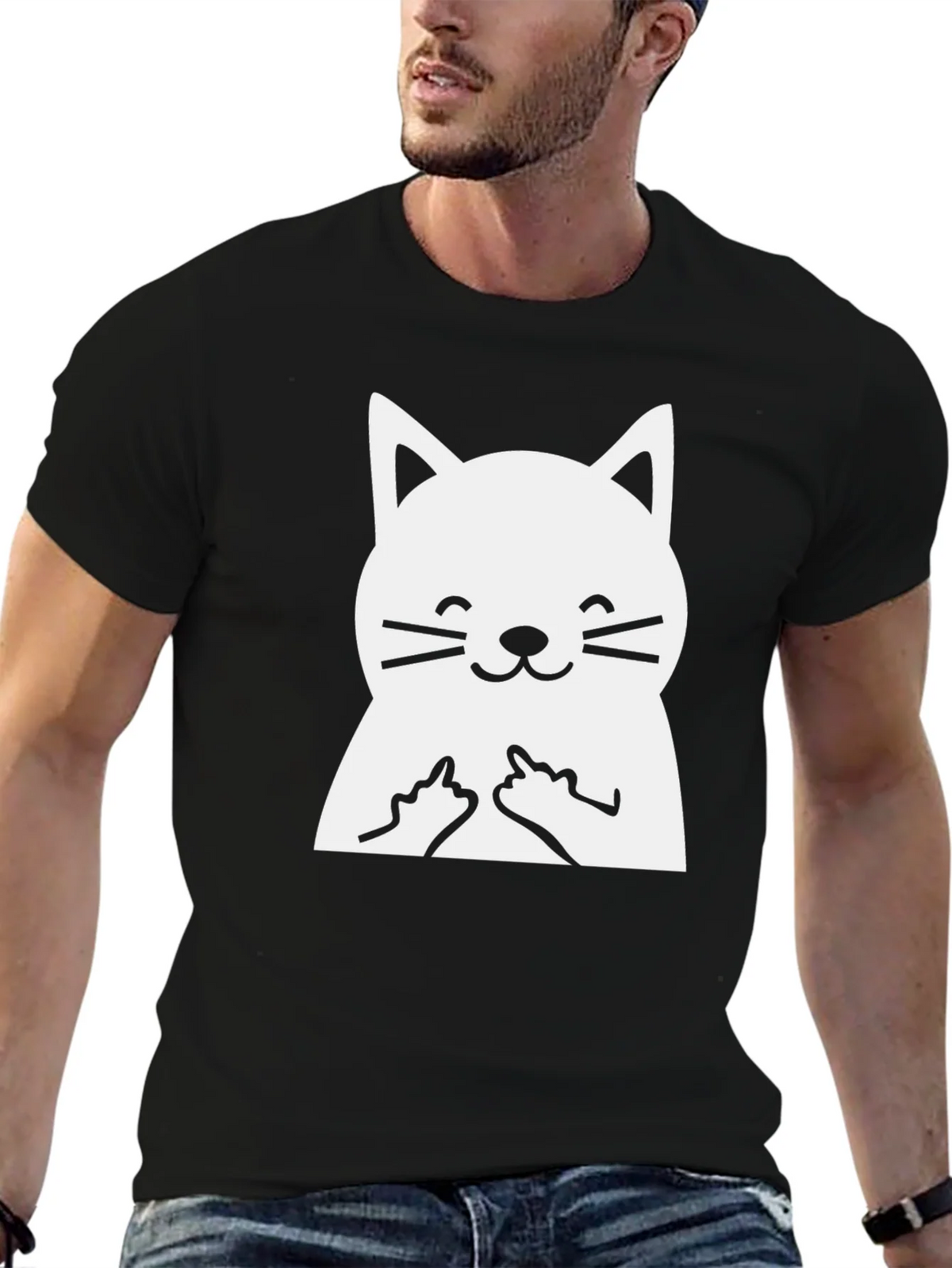 Funny Cat Middle Finger Graphic T-Shirt product image 9