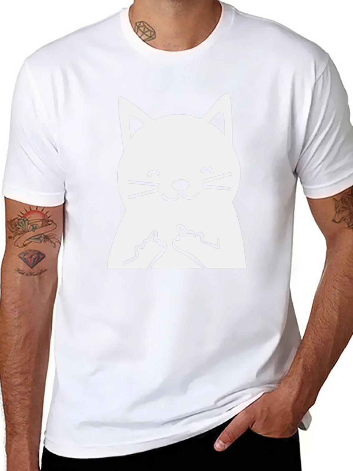 Funny Cat Middle Finger Graphic T-Shirt product image 10