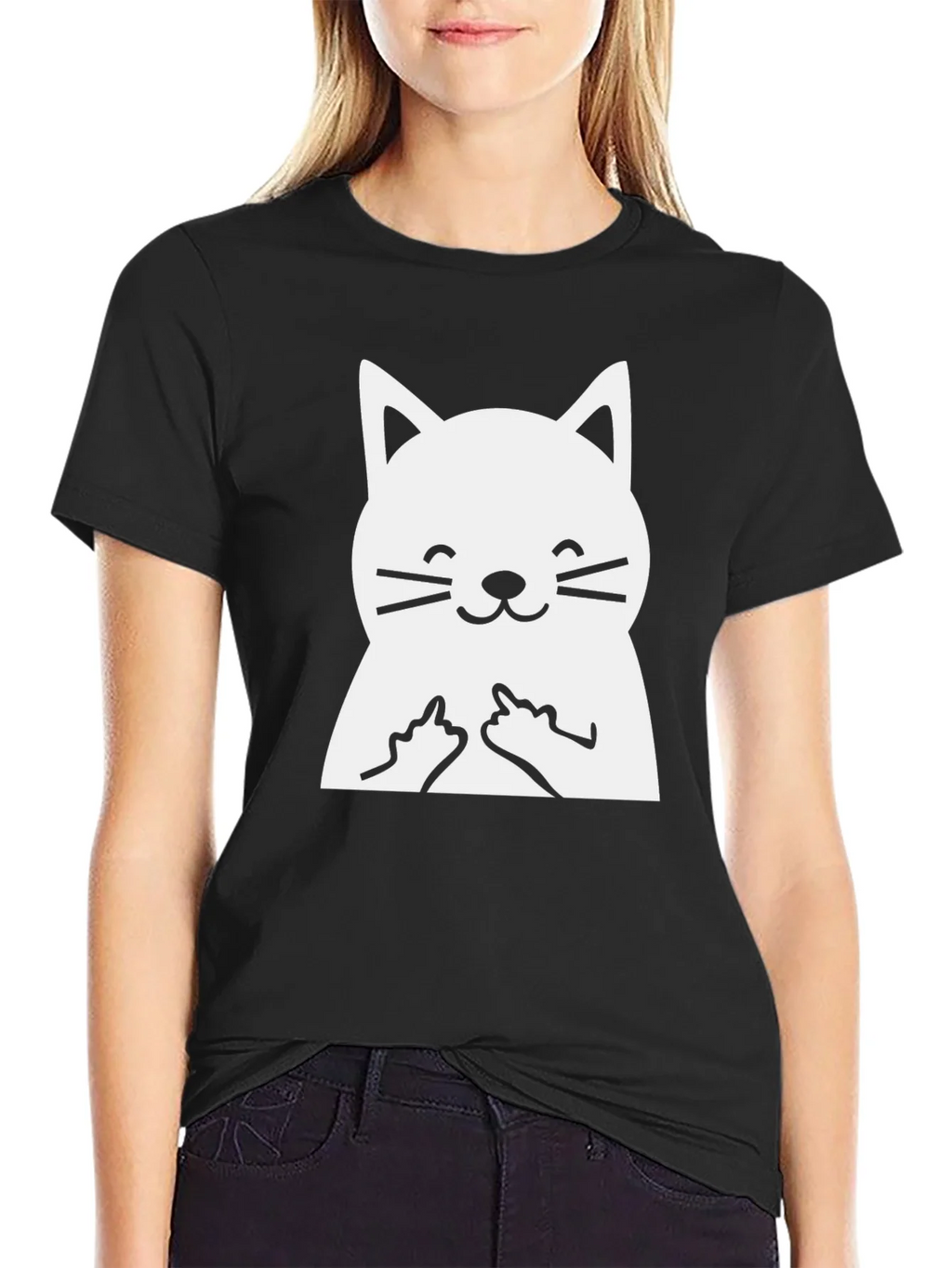 Funny Cat Middle Finger Graphic T-Shirt product image 5