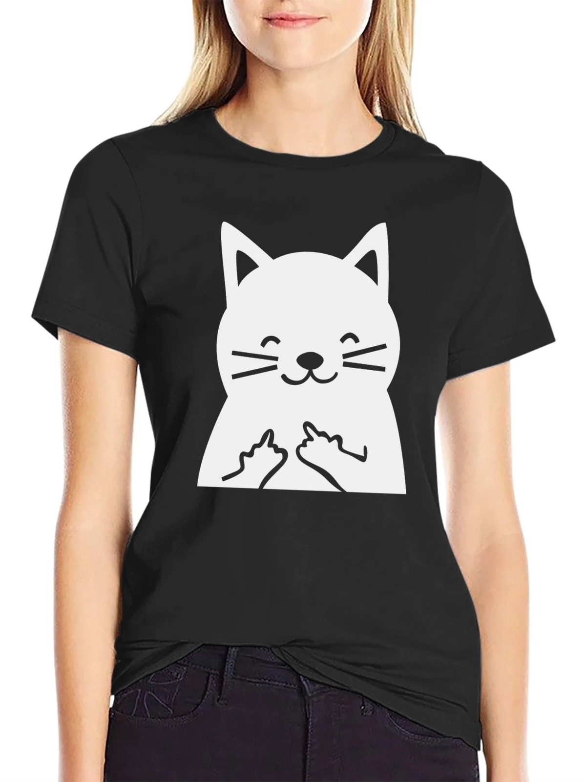 Funny Cat Middle Finger Graphic T-Shirt product image 5