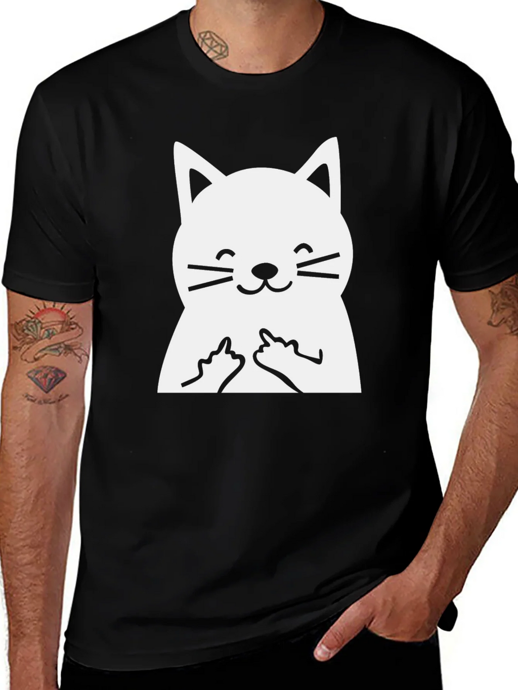 Funny Cat Middle Finger Graphic T-Shirt product image 1