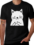 Funny Cat Middle Finger Graphic T-Shirt product image 1