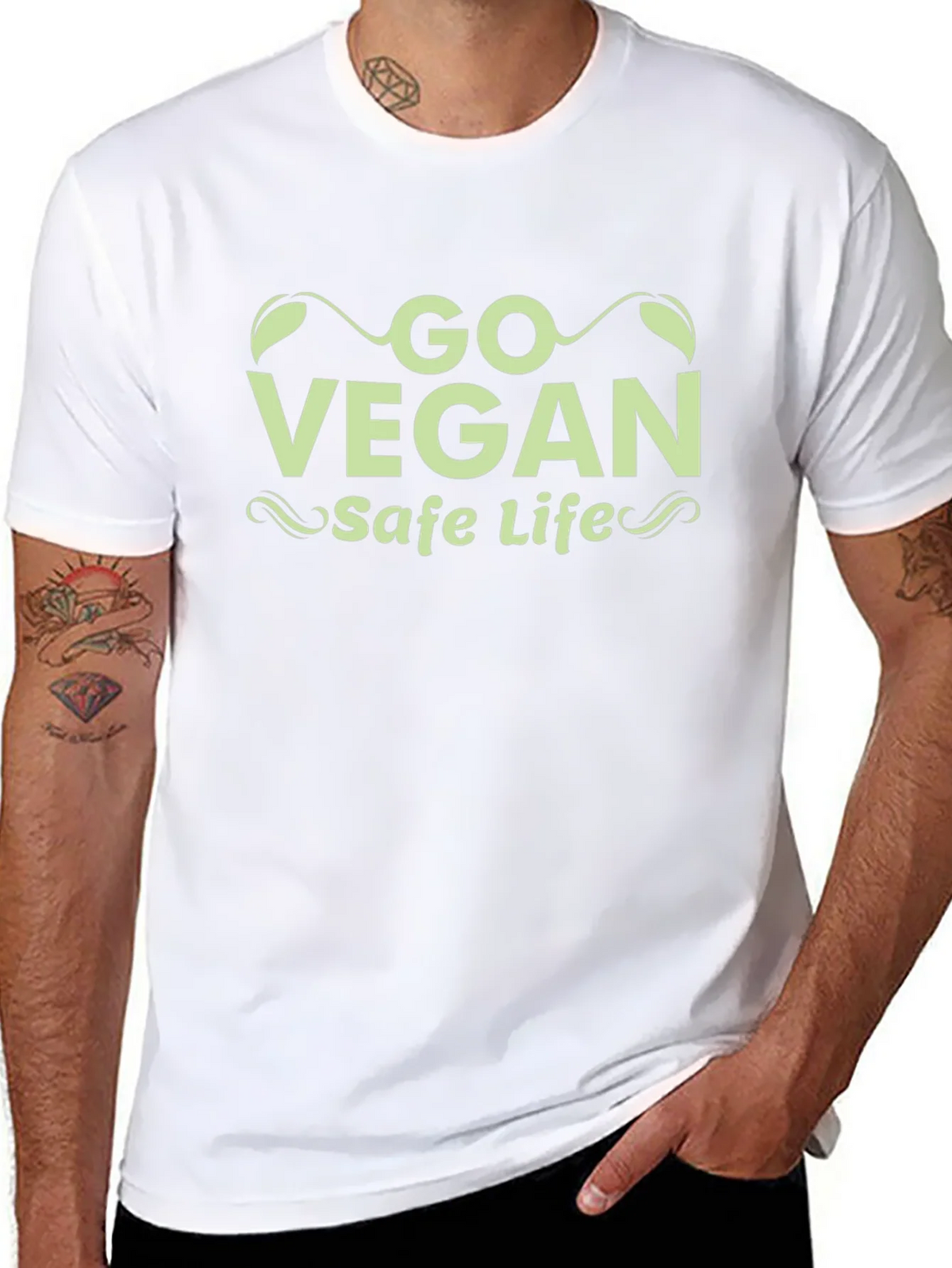 Go Vegan Safe Life Black T-Shirt product image 10