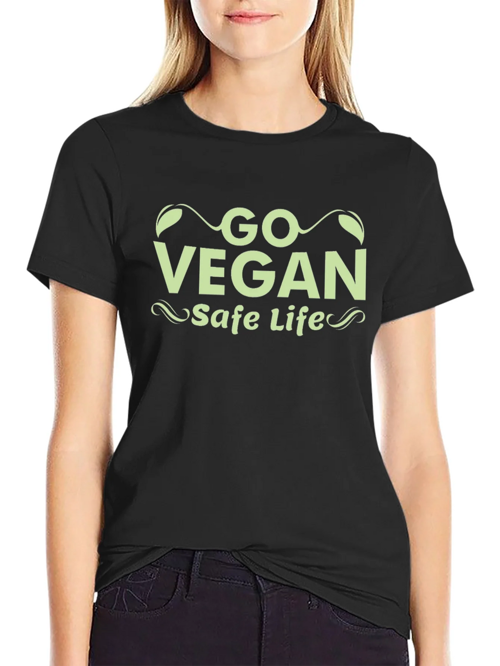 Go Vegan Safe Life Black T-Shirt product image 5