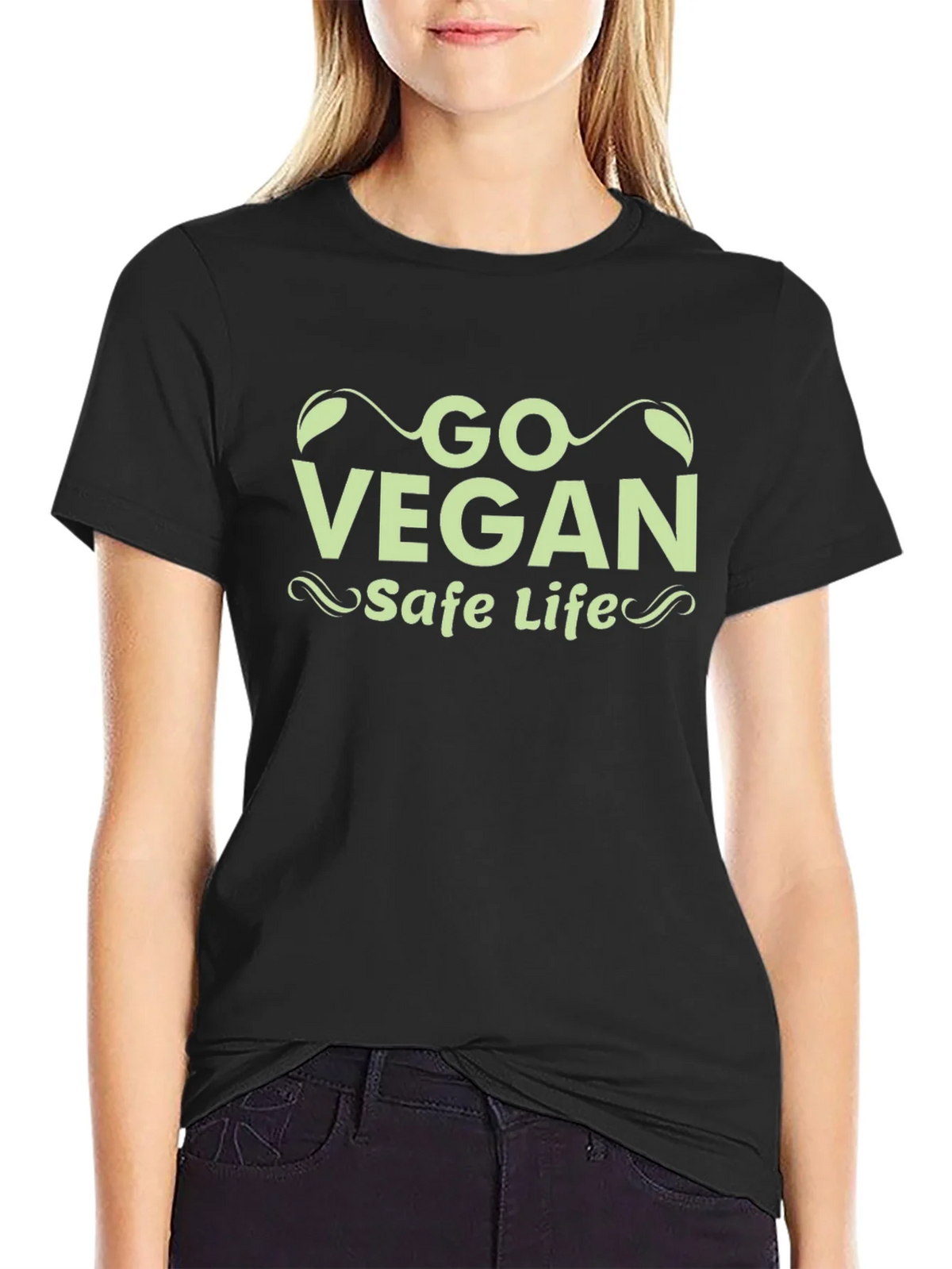 Go Vegan Safe Life Black T-Shirt product image 5