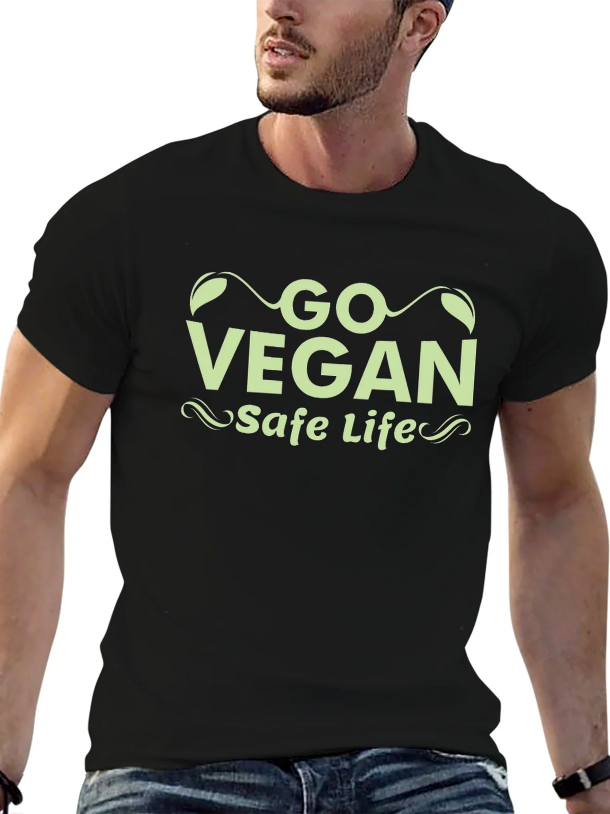Go Vegan Safe Life Black T-Shirt product image 9