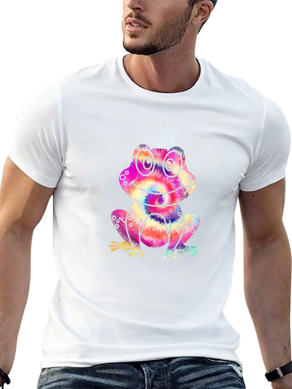 Tie-Dye Frog Graphic Black T-Shirt product image 4