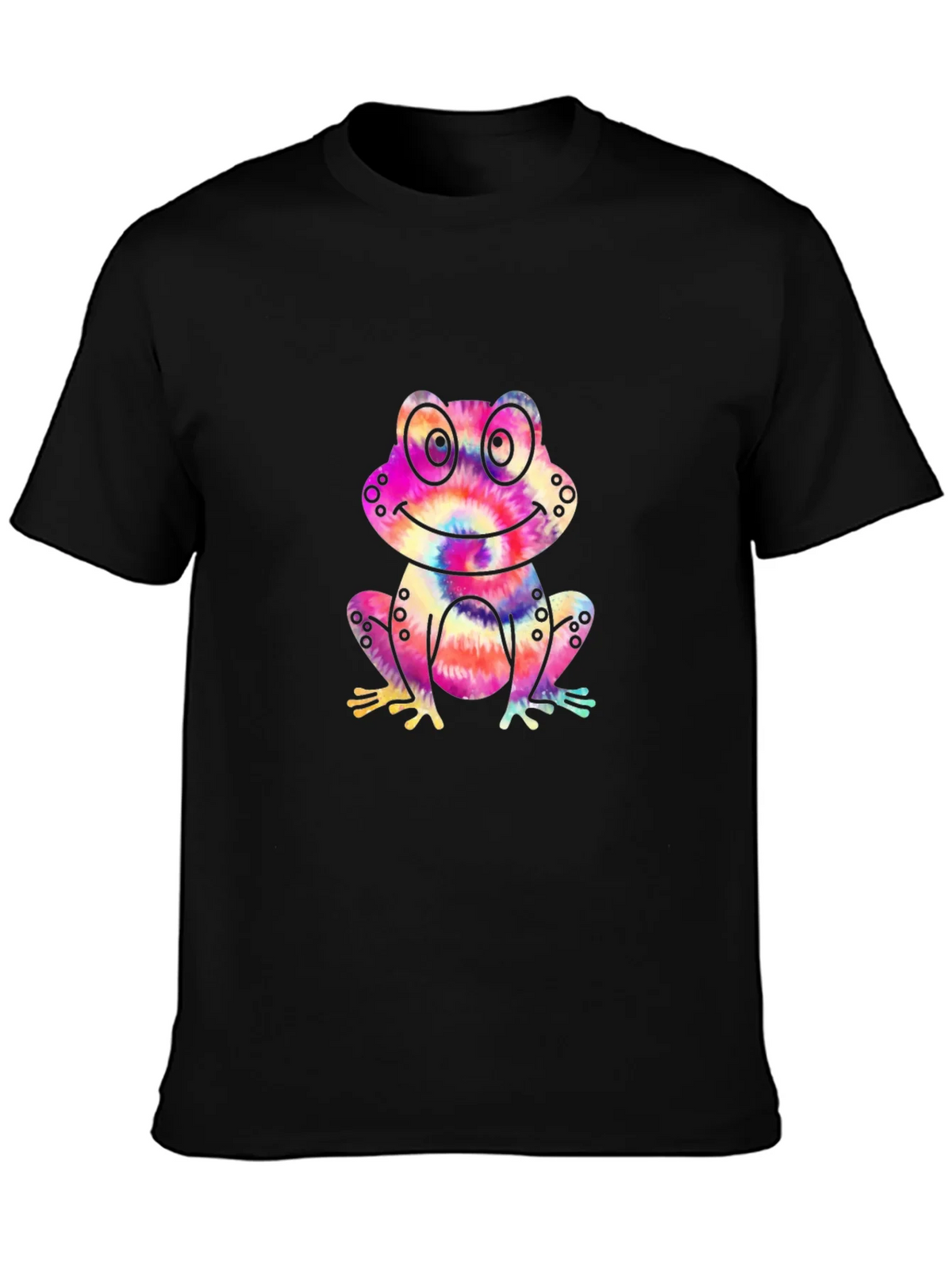 Tie-Dye Frog Graphic Black T-Shirt product image 6