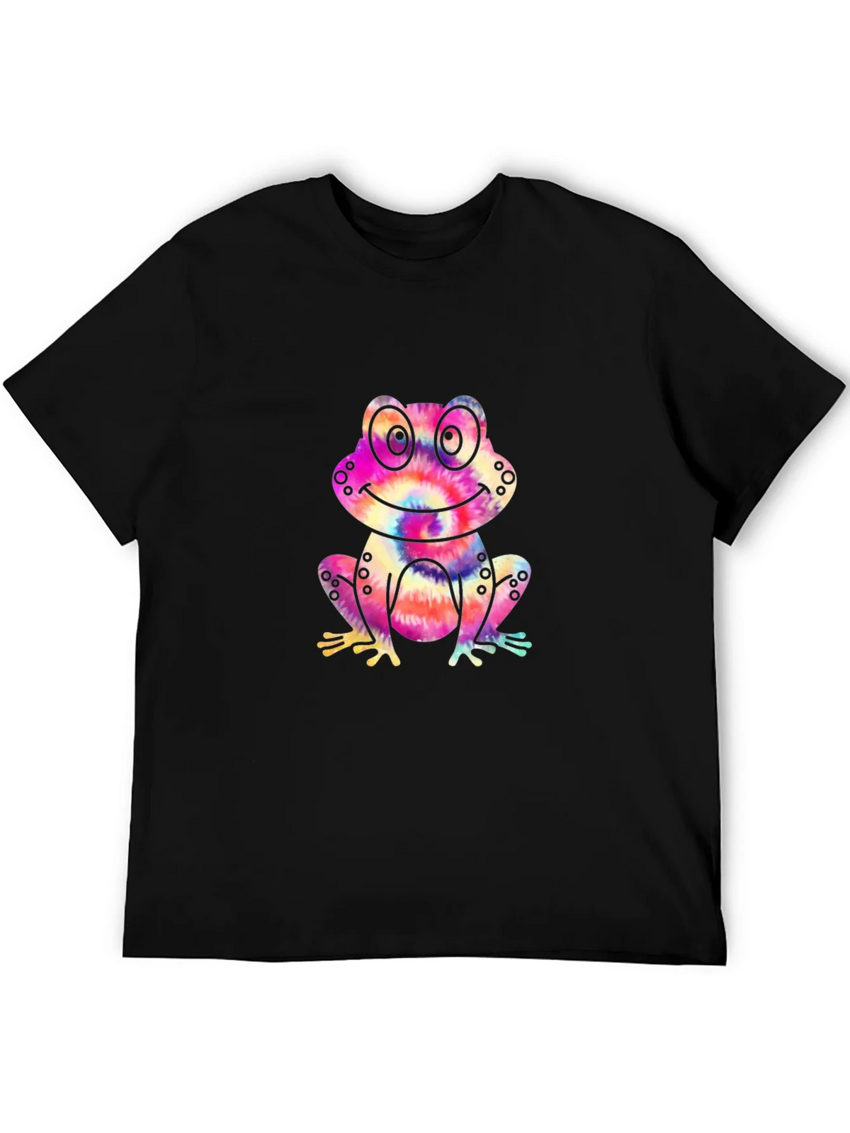 Tie-Dye Frog Graphic Black T-Shirt product image 8