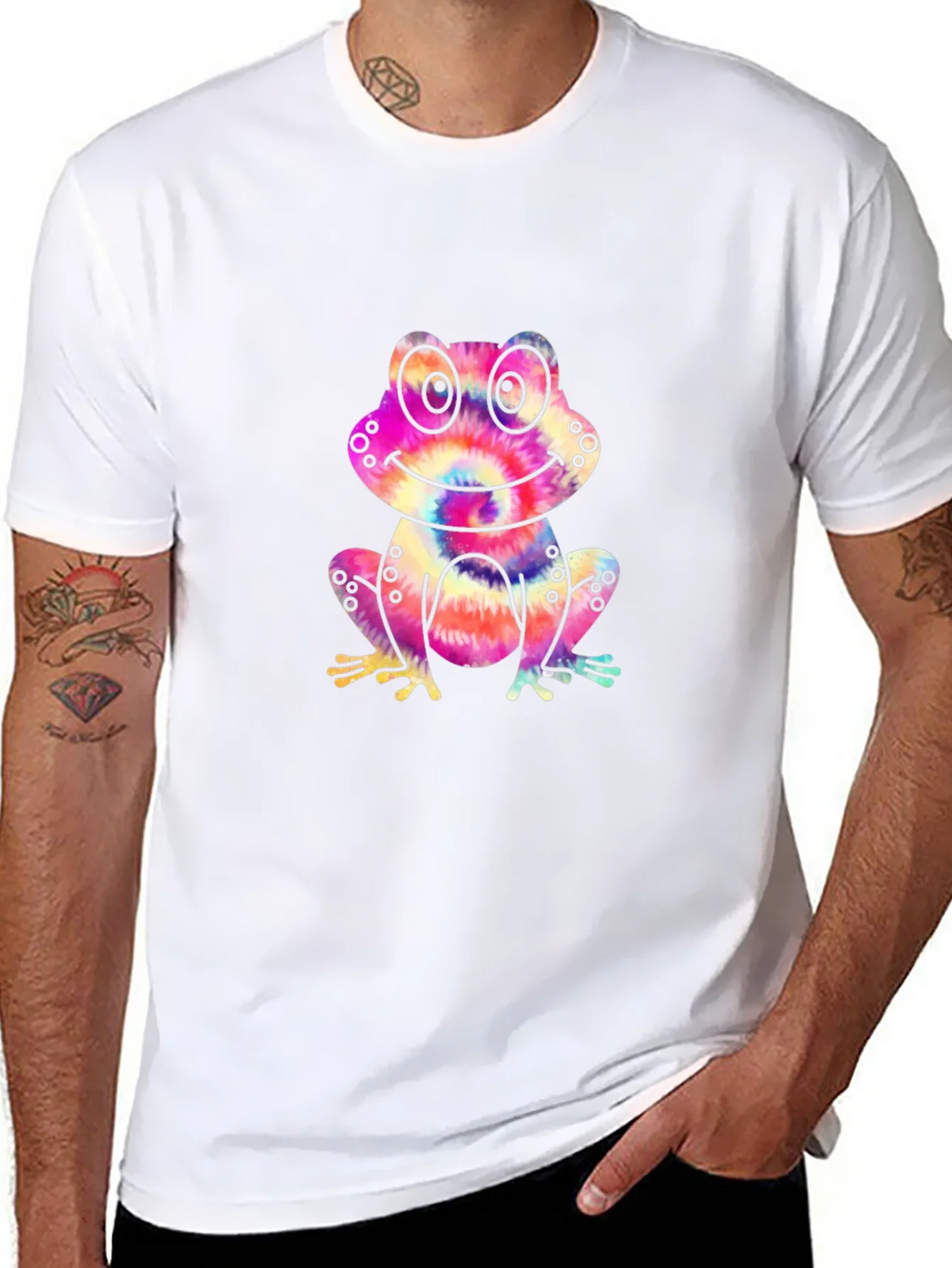 Tie-Dye Frog Graphic Black T-Shirt product image 10