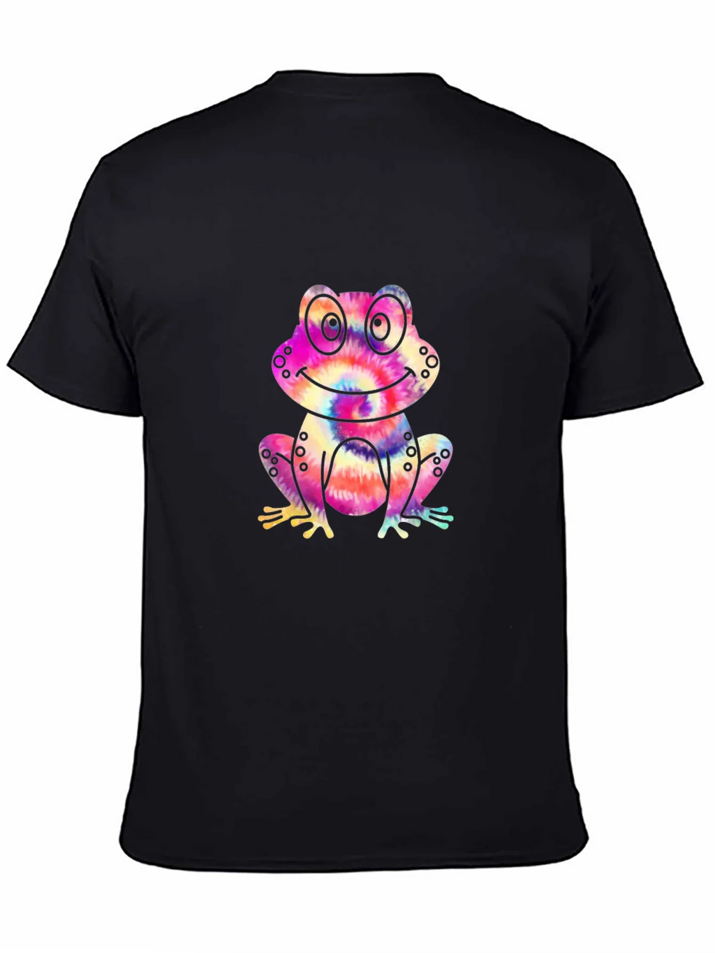 Tie-Dye Frog Graphic Black T-Shirt product image 7