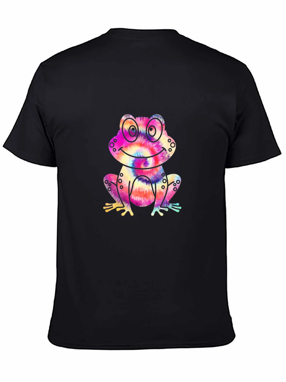 Tie-Dye Frog Graphic Black T-Shirt product image 7