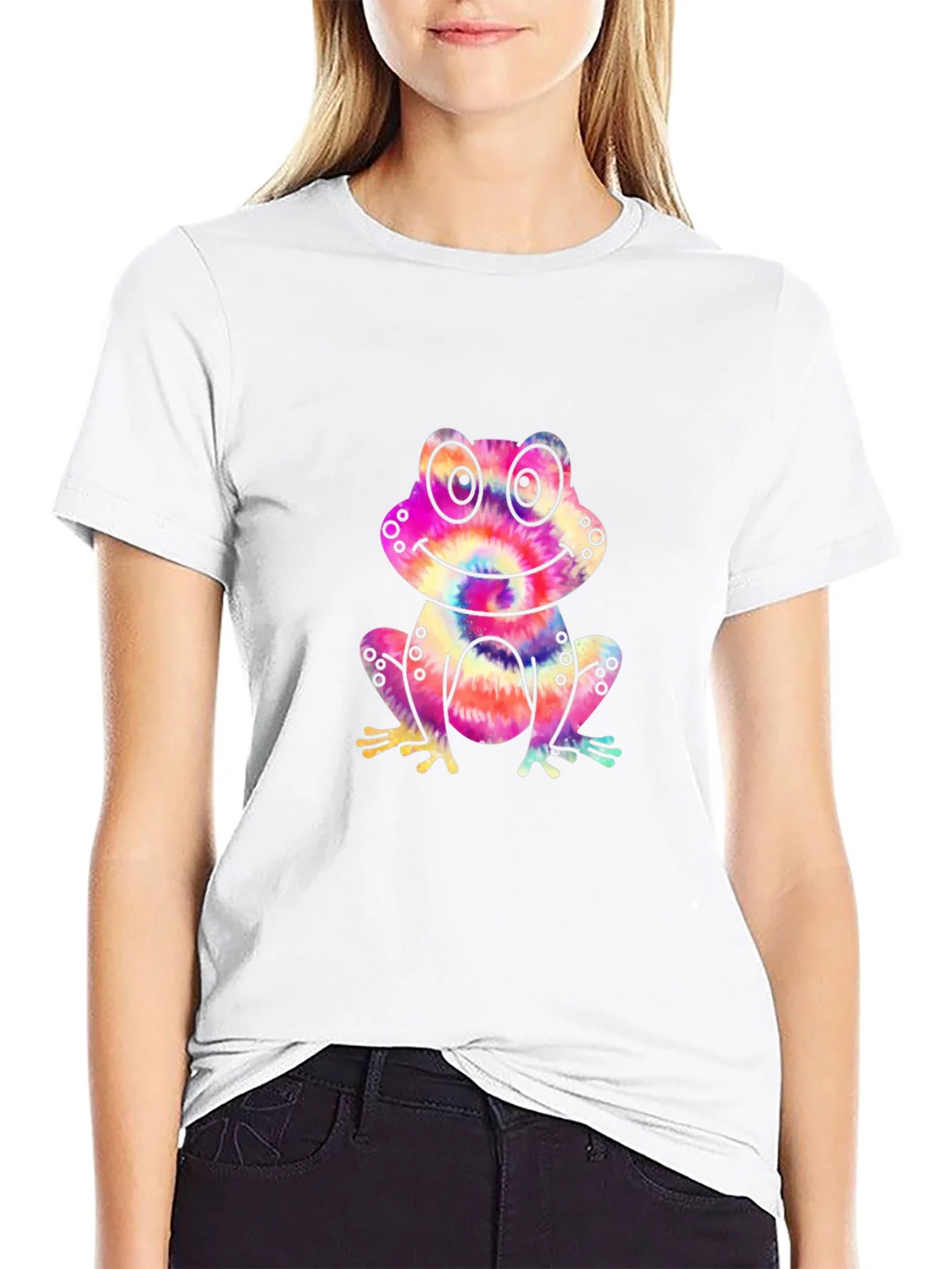 Tie-Dye Frog Graphic Black T-Shirt product image 11