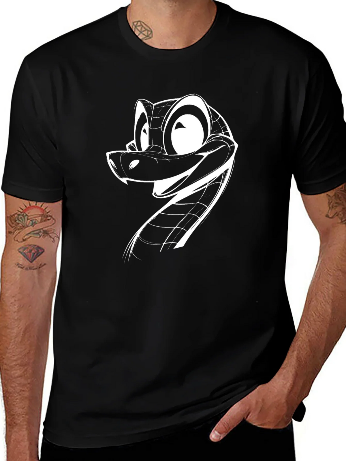 Cool Snake Graphic Black T-Shirt product image 1