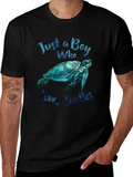 Boy Who Loves Turtles Graphic Tee - Black product image 1